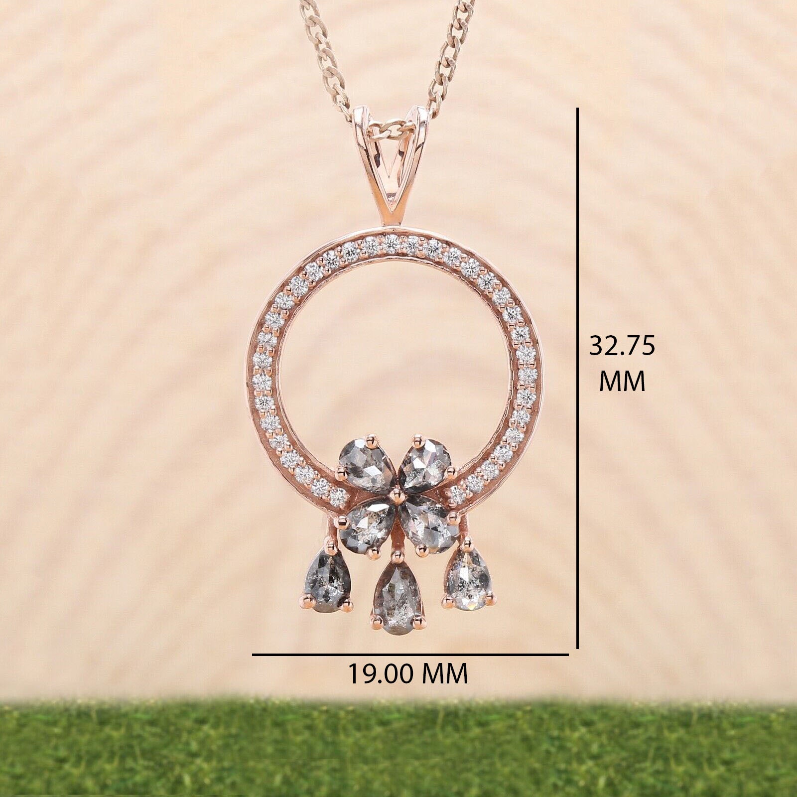 Pear Salt And Pepper Diamond Pendant, Unique Diamond Pendant, Pear Pendant, Dangling Diamond Pendant,No Chain Including Only Pendant KDL1279