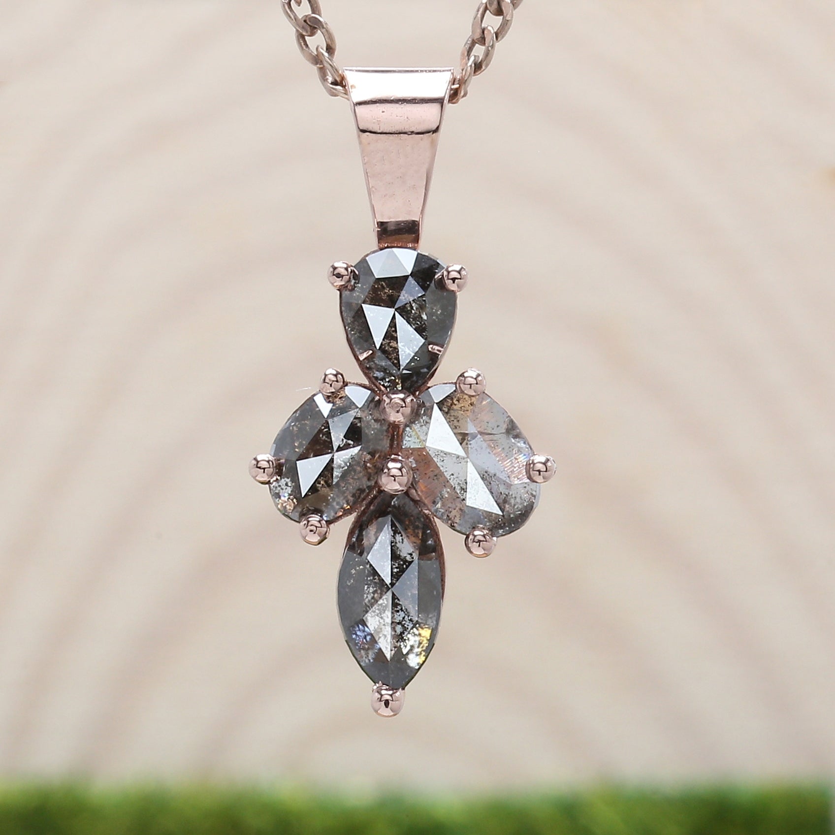 Mix Shape Salt And Pepper Diamond Pendant, Unique Diamond Pendant, Salt And Pepper Diamond Pendant, No Chain Including Only Pendant KDN8513