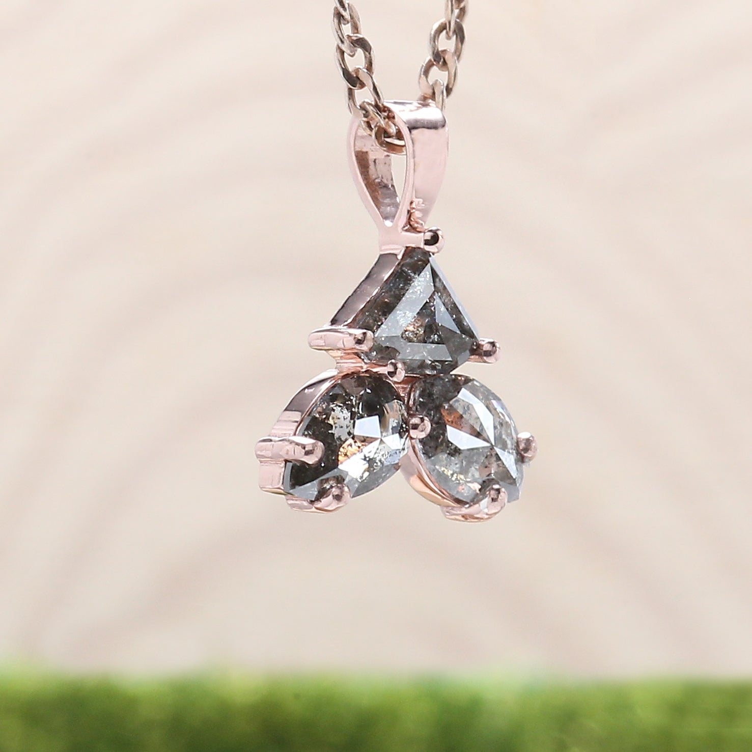 Mix Shape Salt And Pepper Diamond Pendant,Unique Diamond Pendant,Mix Shape Dangling Diamond Necklace, No Chain Including Only Pendant KDN890