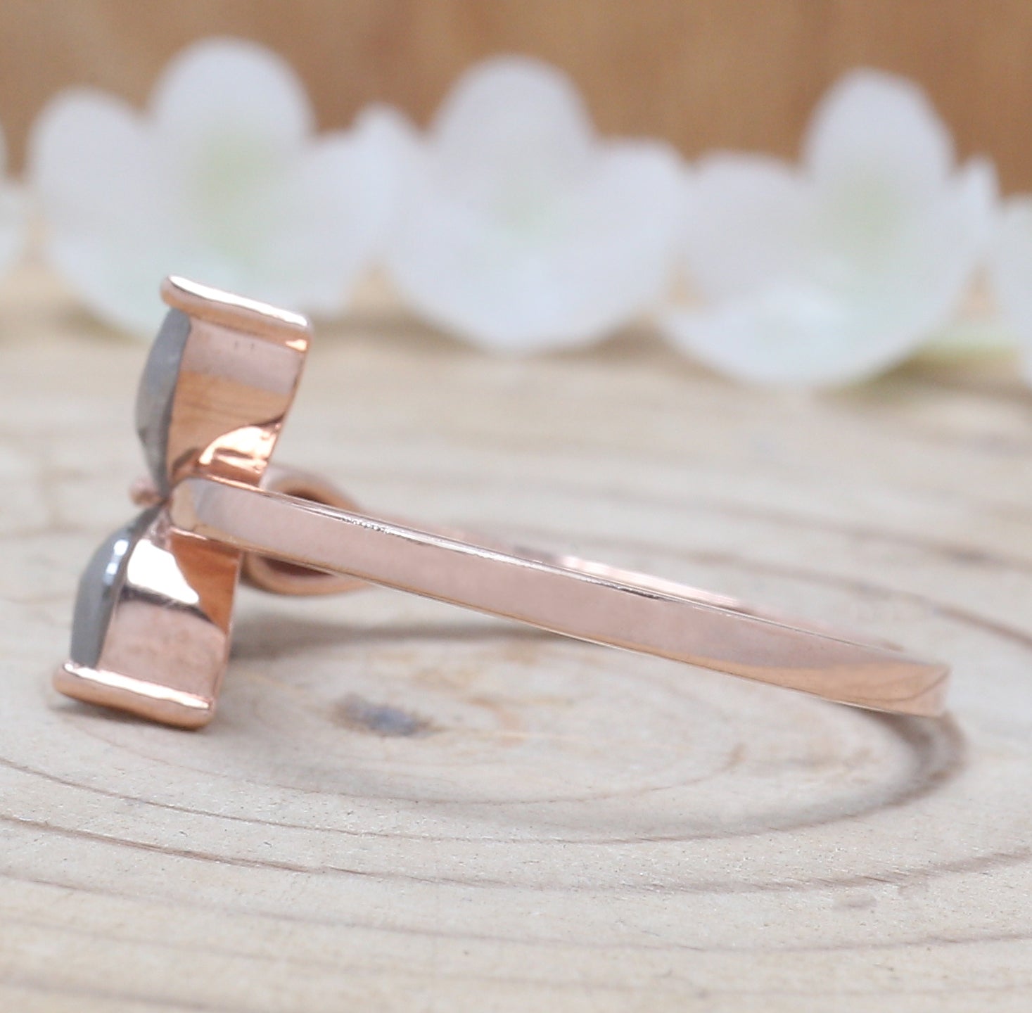 Marquise Cut Salt And Pepper Diamond Ring 0.83 Ct 7.40 MM Marquise Diamond Ring 14K Rose Gold Silver Engagement Ring Gift For Her QN1446