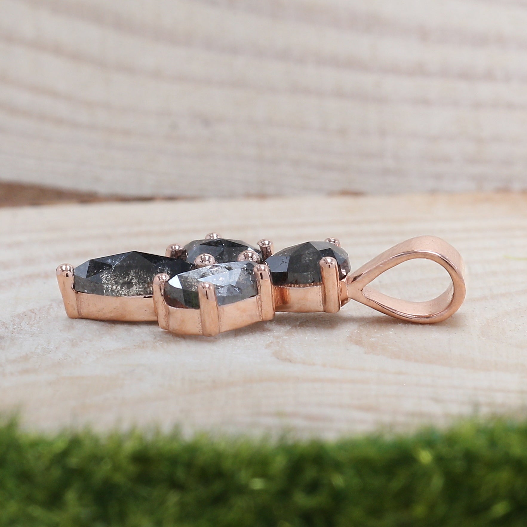 Mix Shape Salt And Pepper Diamond Pendant, Unique Diamond Pendant, Salt And Pepper Diamond Pendant, No Chain Including Only Pendant KDN8513