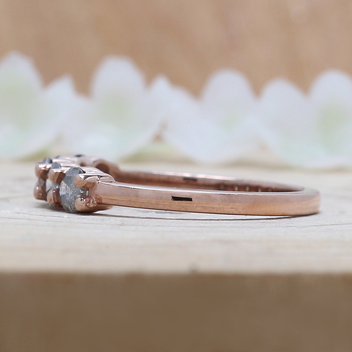 Round Cut Salt And Pepper Diamond Ring 0.68 Ct 3.20 MM Round Diamond Ring 14K Solid Rose Gold Silver Engagement Ring Gift For Her QL1385