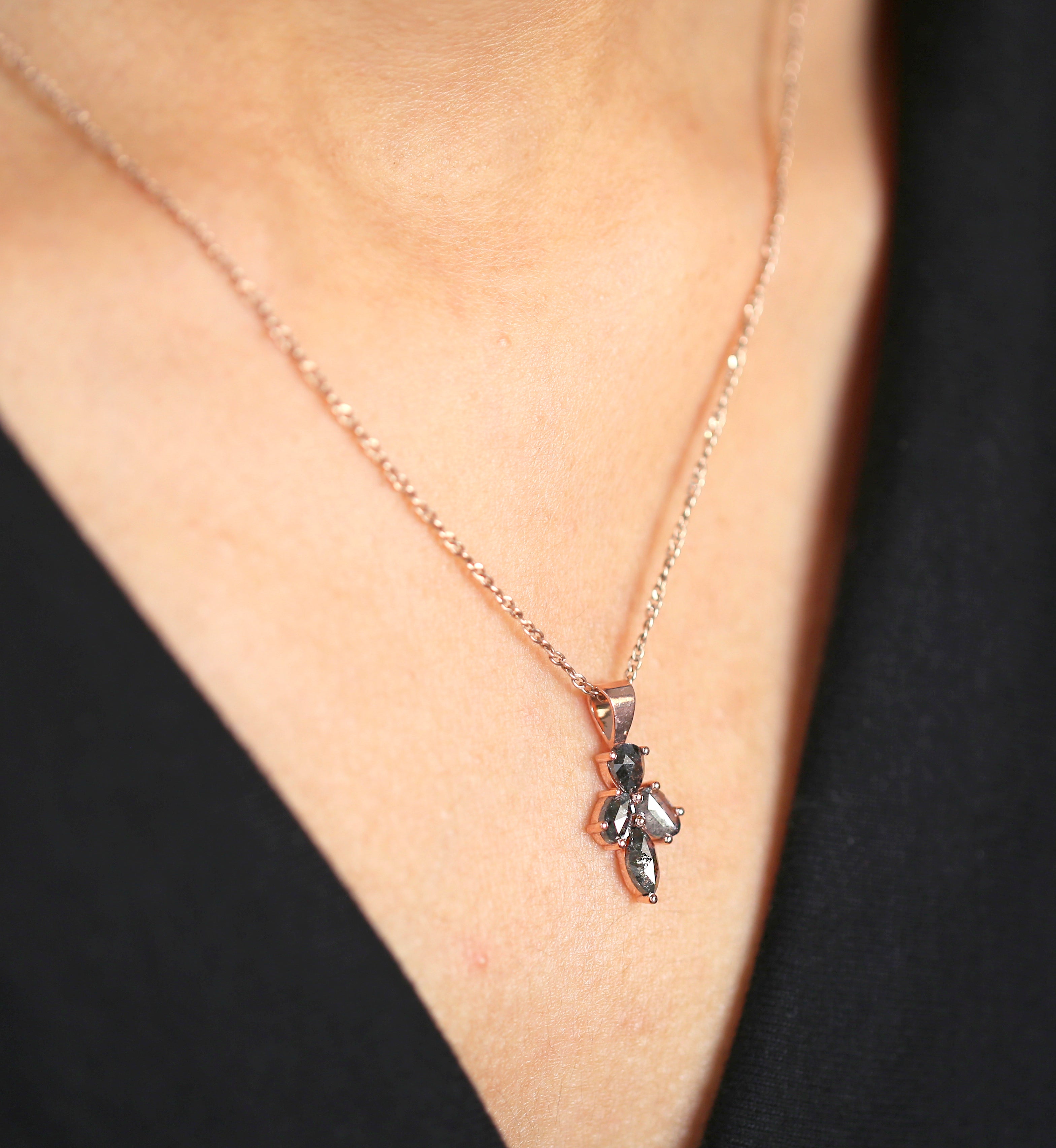 Mix Shape Salt And Pepper Diamond Pendant, Unique Diamond Pendant, Salt And Pepper Diamond Pendant, No Chain Including Only Pendant KDN8513