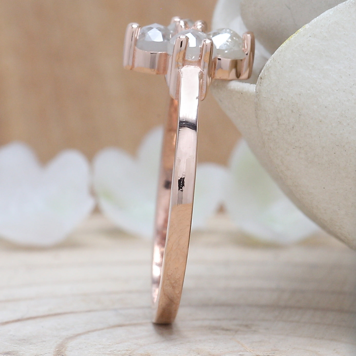 Gray Round Rose Cut Diamond Ring 14K Solid Rose White Yellow Gold Ring Engagement Wedding Gift Ring 0.94 CT KDK1036