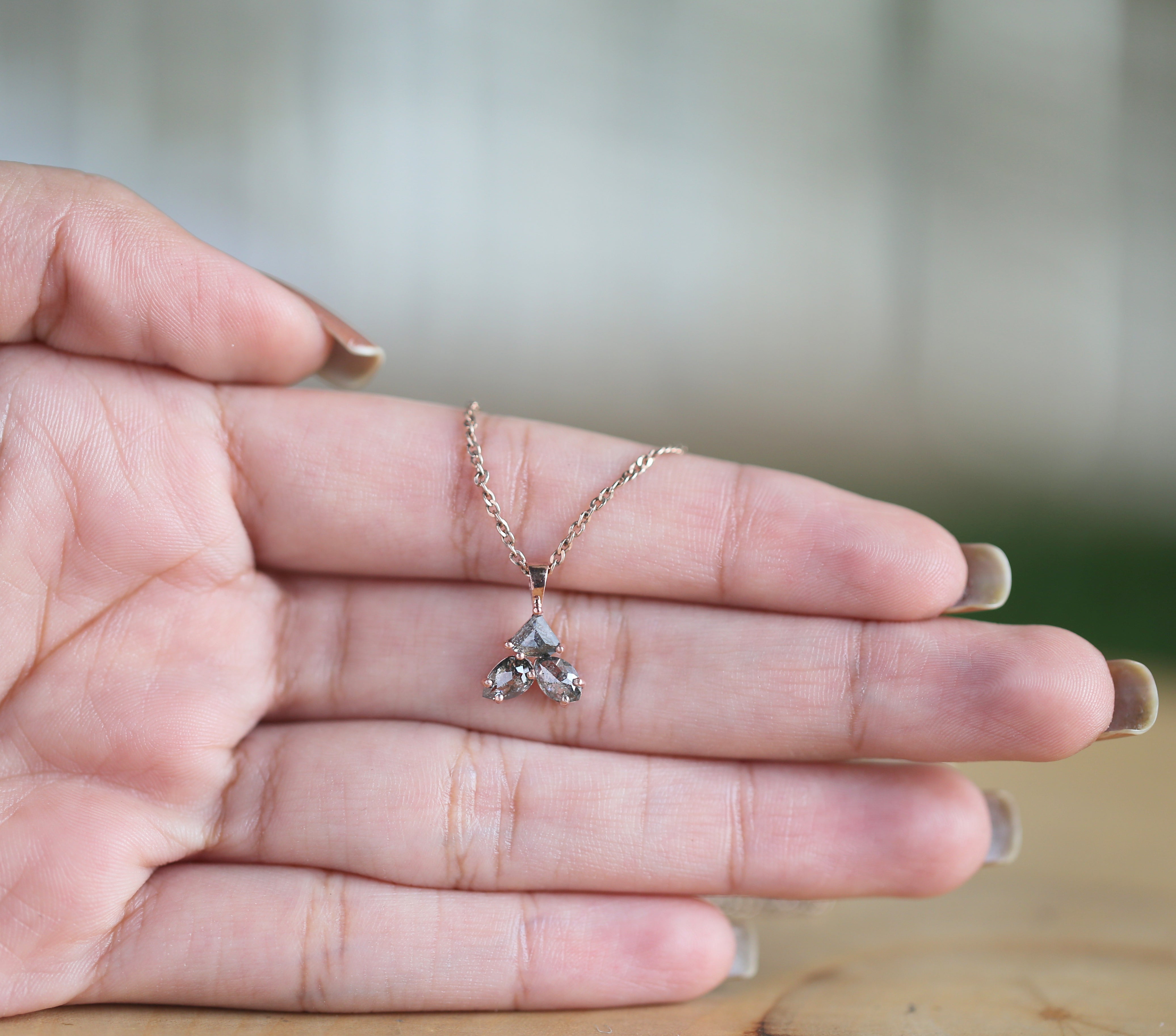 Mix Shape Salt And Pepper Diamond Pendant,Unique Diamond Pendant,Mix Shape Dangling Diamond Necklace, No Chain Including Only Pendant KDN890