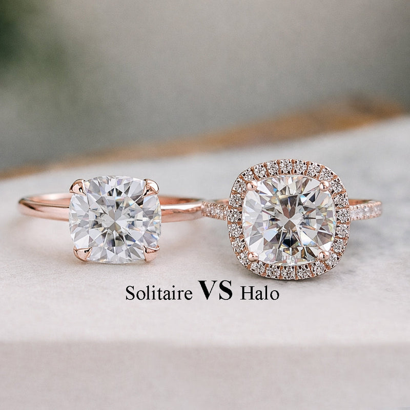 Halo vs Solitaire: Best Settings for Cushion Moissanite Rings