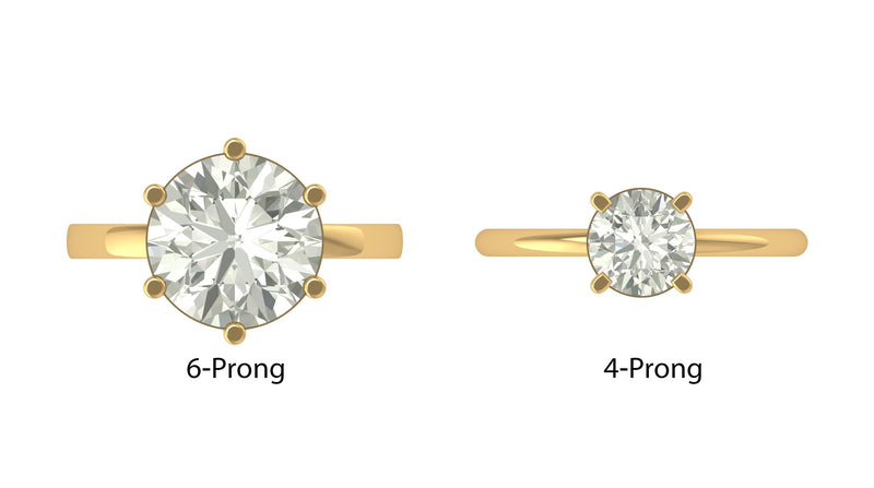 Classic 6-Prong vs 4-Prong Round Moissanite Rings