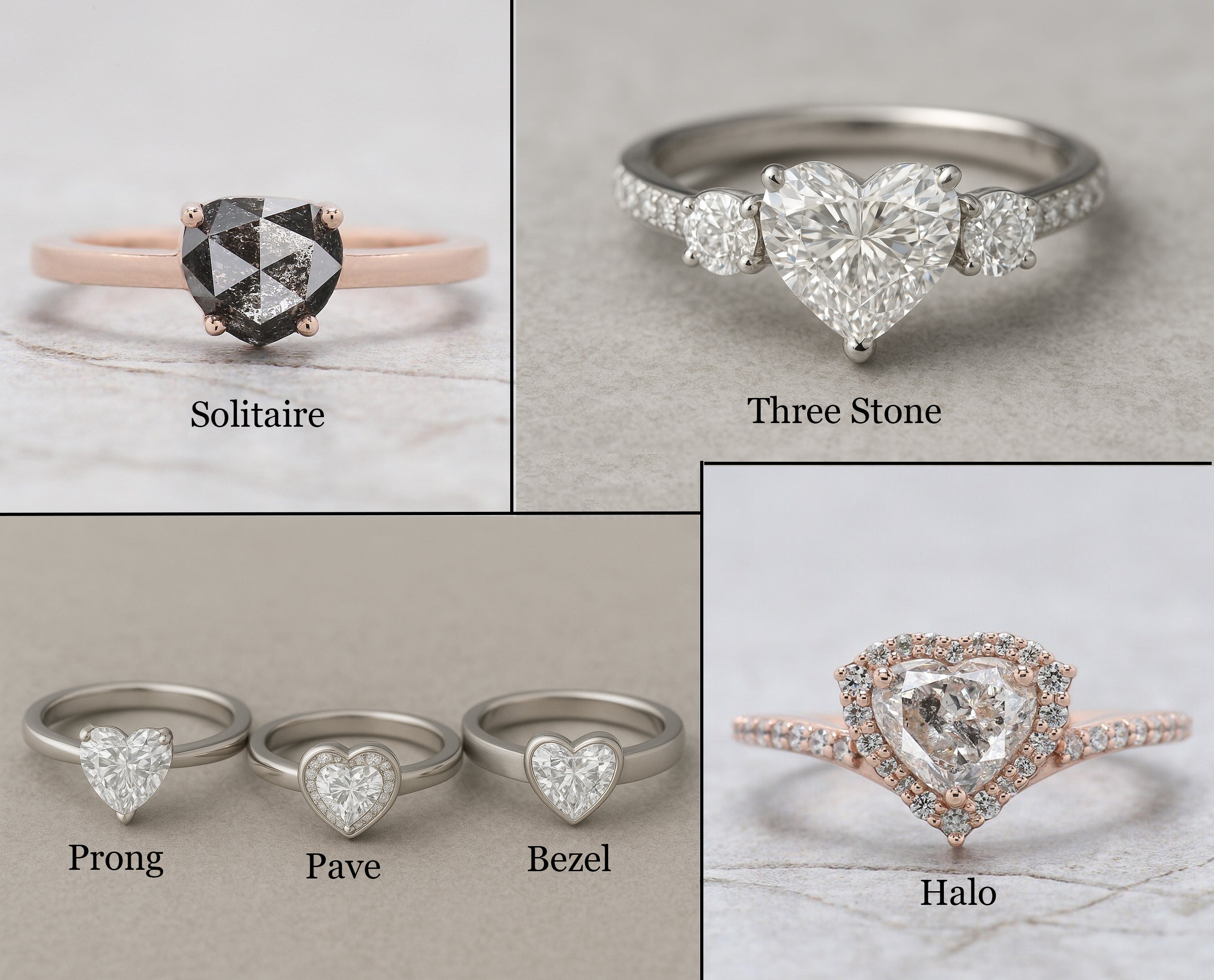 Best Settings for Heart Diamond Rings: Solitaire, Halo, Bezel & More
