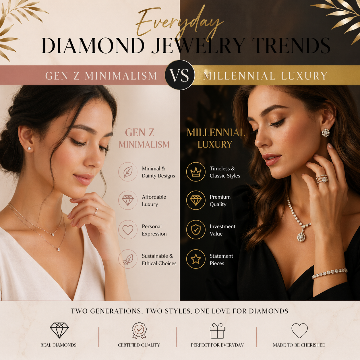 Everyday Diamond Jewelry Trends: Gen Z Minimalism vs Millennial Luxury