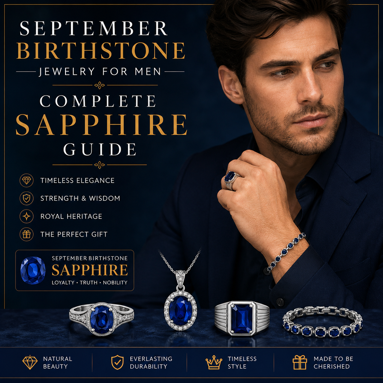 September Birthstone Jewelry for Men: Complete Sapphire Guide