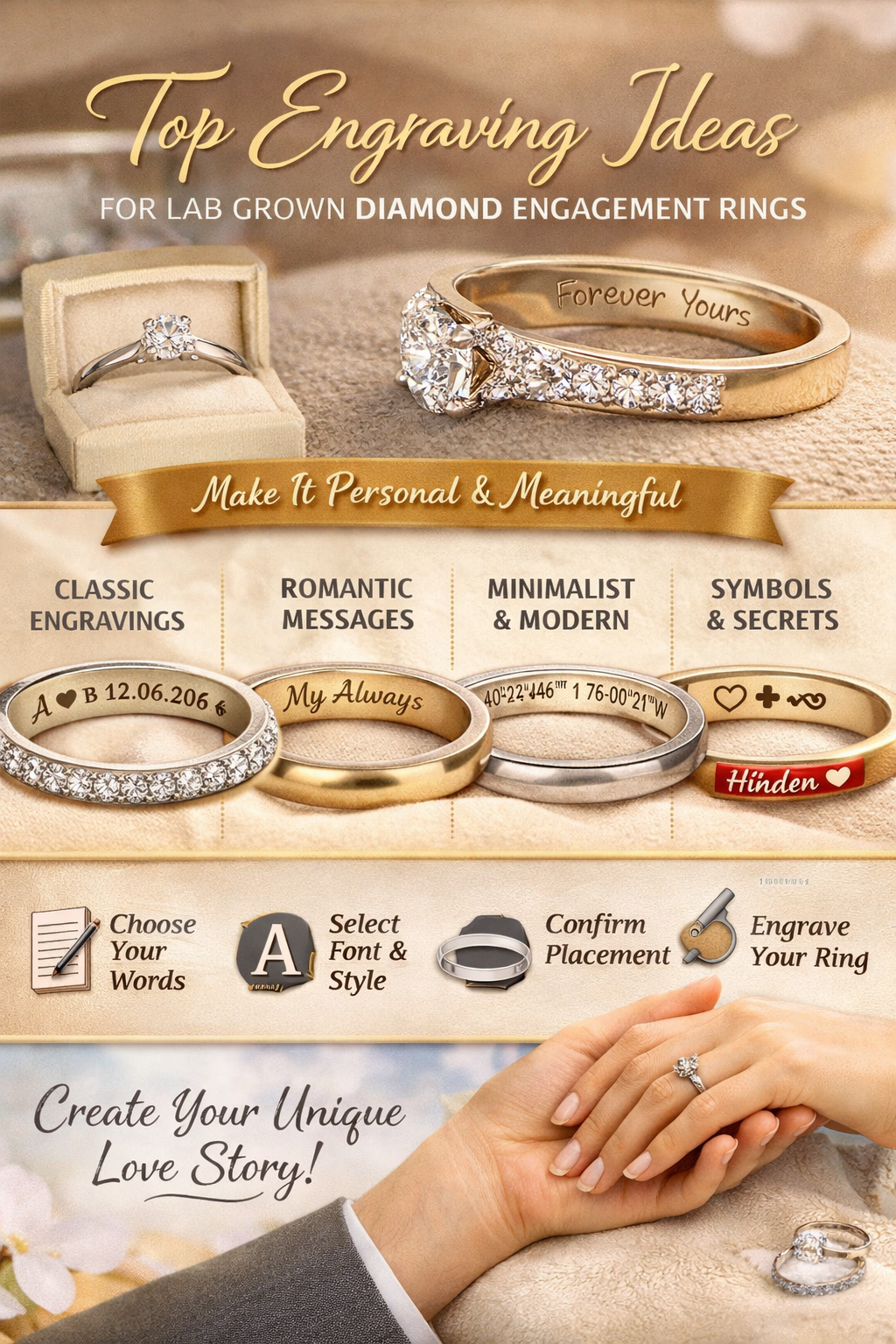 Ring Inscription Idea Top Engraving Ideas for Lab Grown Diamond Engagement Rings