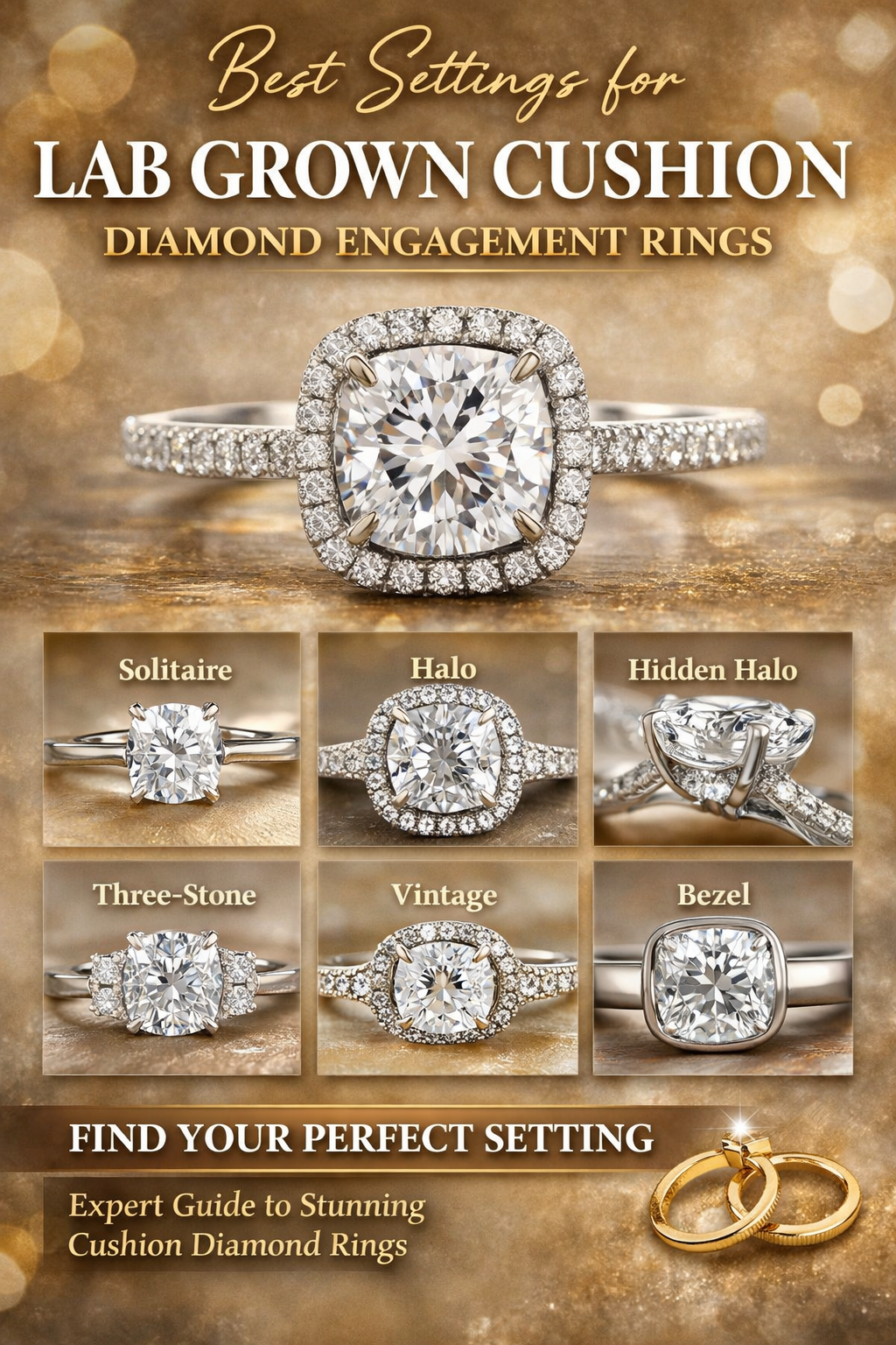 Best Settings for Lab Grown Cushion Diamond Engagement Rings