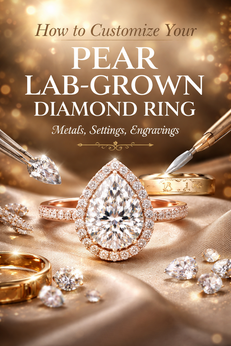 How to Customize Your Pear Lab-Grown Diamond Ring (Metals, Settings, Engravings)