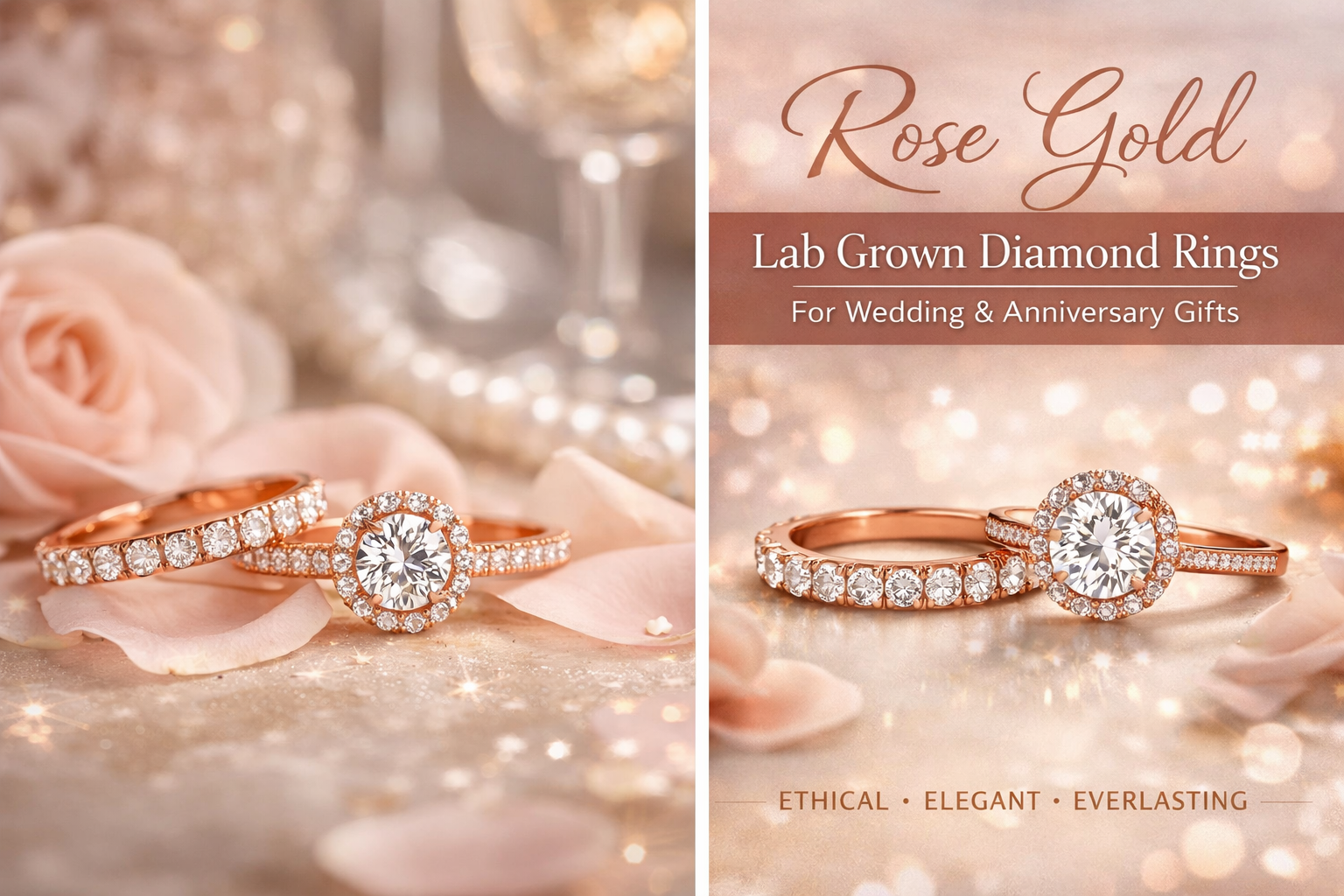 Rose Gold Lab Grown Diamond Rings for Wedding & Anniversary Gifts