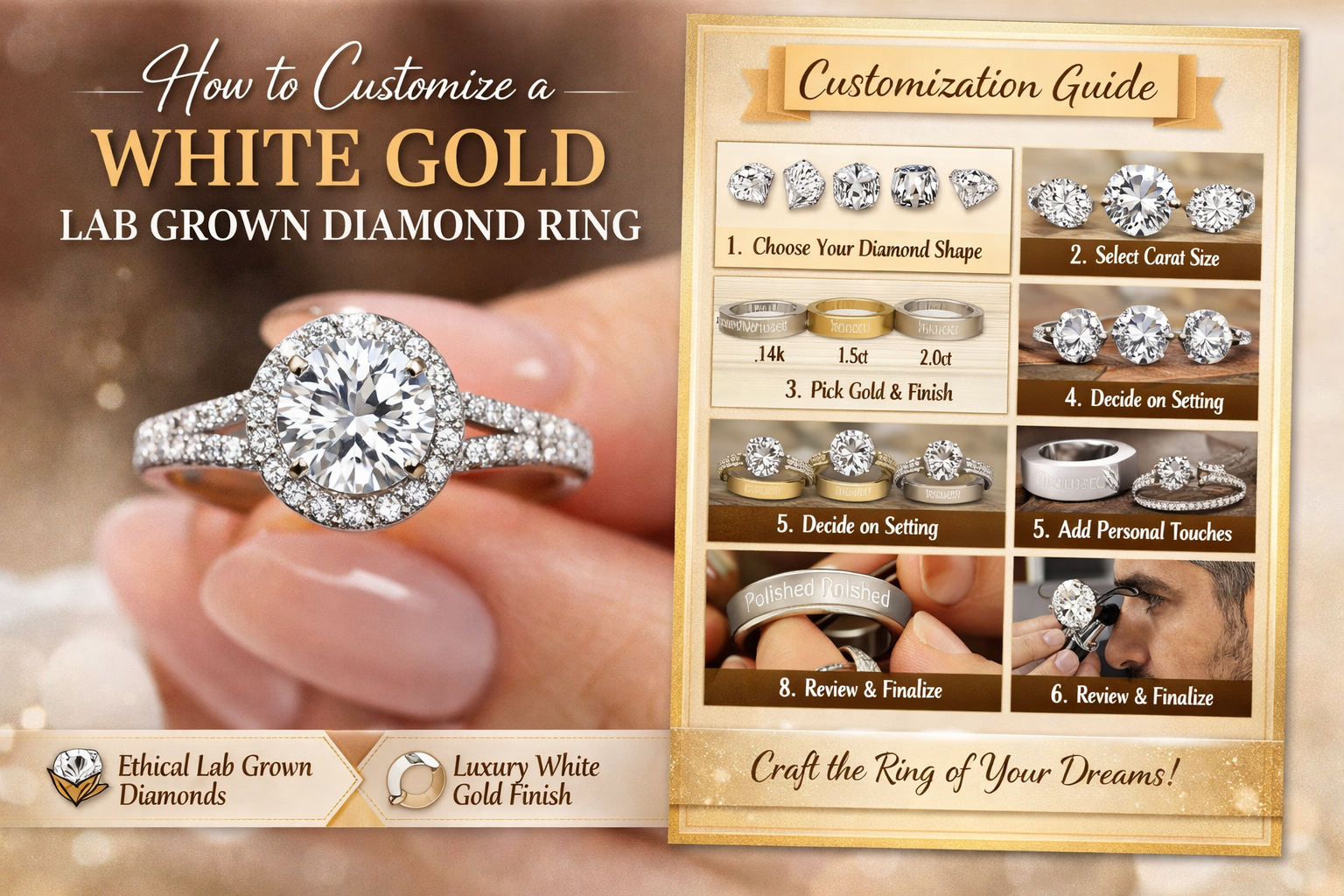 How to Customize a White Gold Lab Grown Diamond Ring