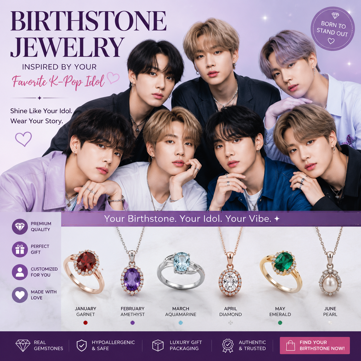 Birthstone Jewelry Inspired by Your Favorite K-Pop Idol