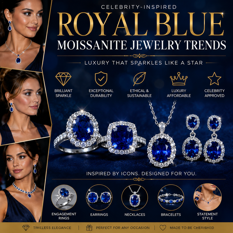 Celebrity-Inspired Royal Blue Moissanite Jewelry Trends