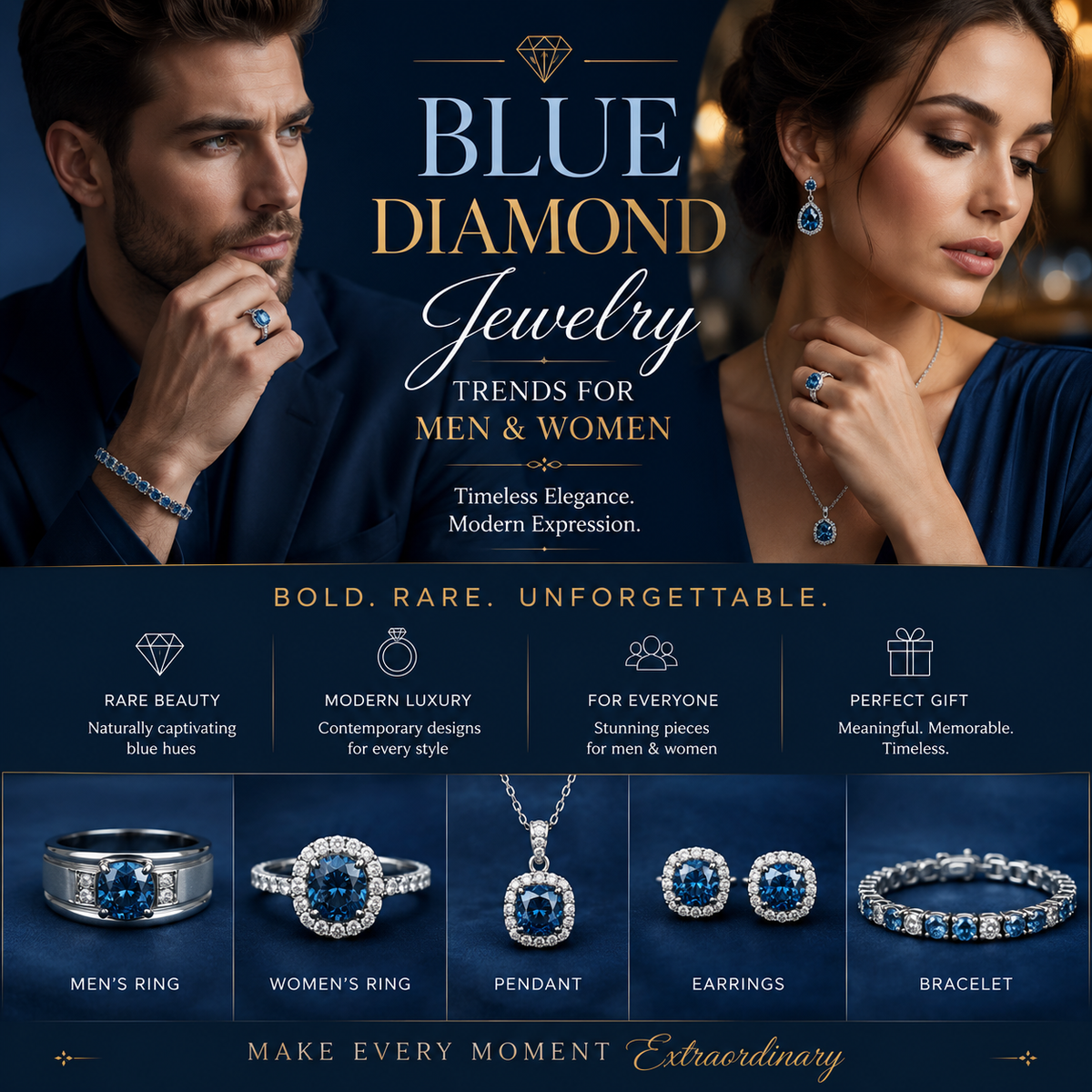 Blue Diamond Jewelry Trends for Men and Women