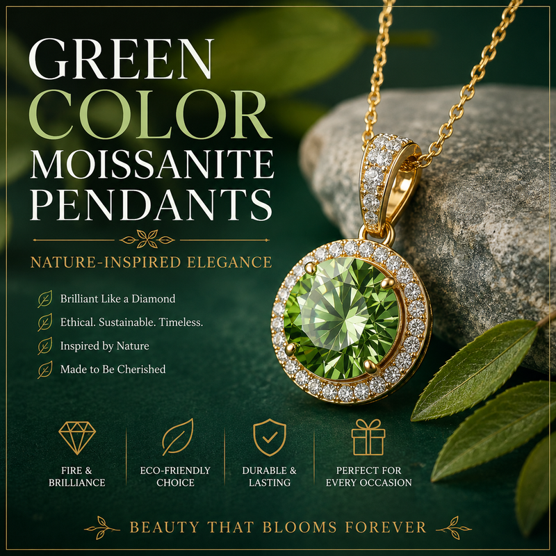 Green Color Moissanite Pendants: Nature-Inspired Elegance