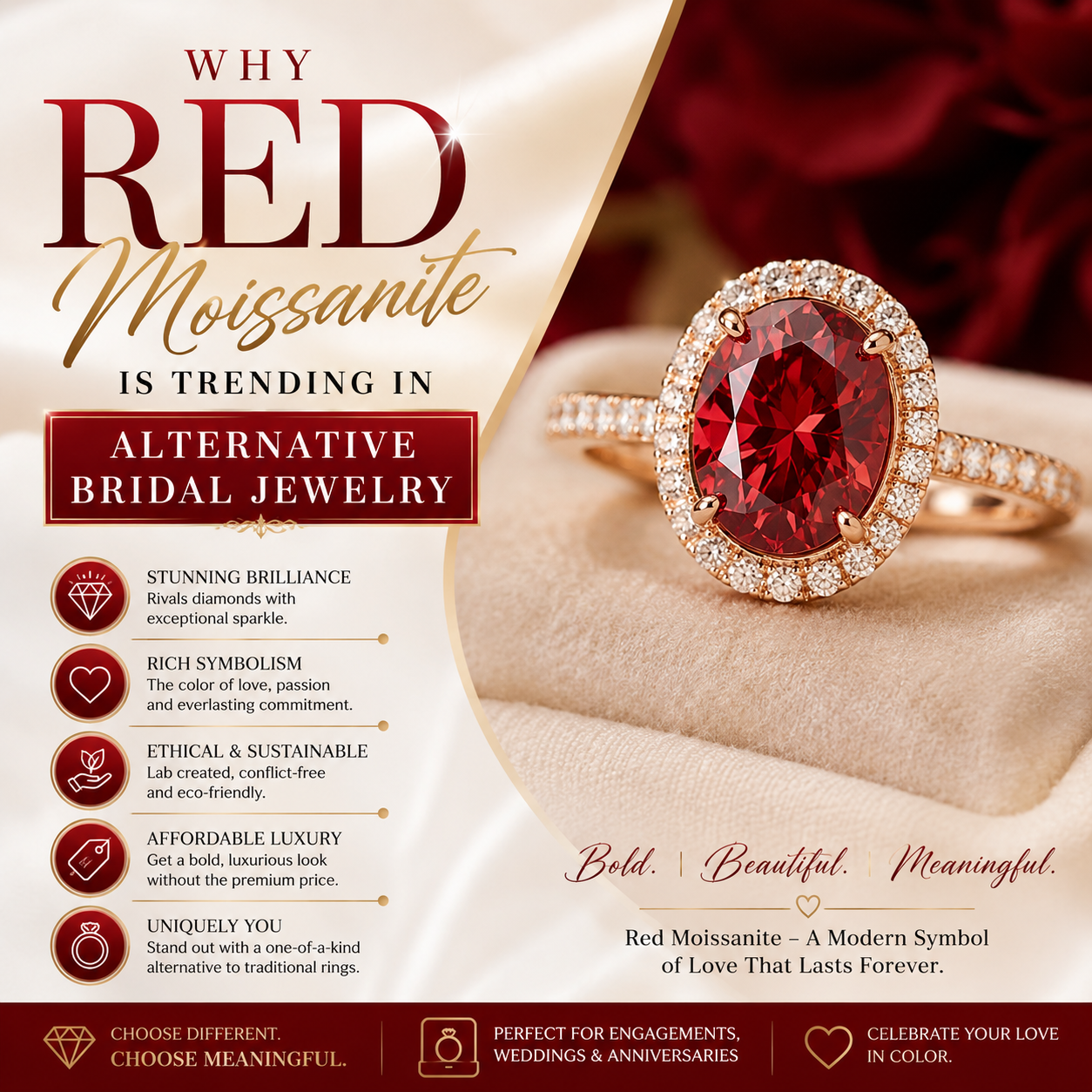 Why Red Moissanite Is Trending in Alternative Bridal Jewelry