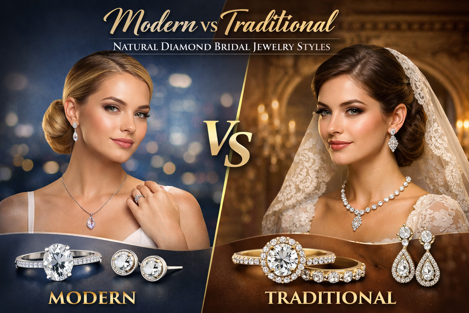 Modern vs Traditional Natural Diamond Bridal Jewelry Styles