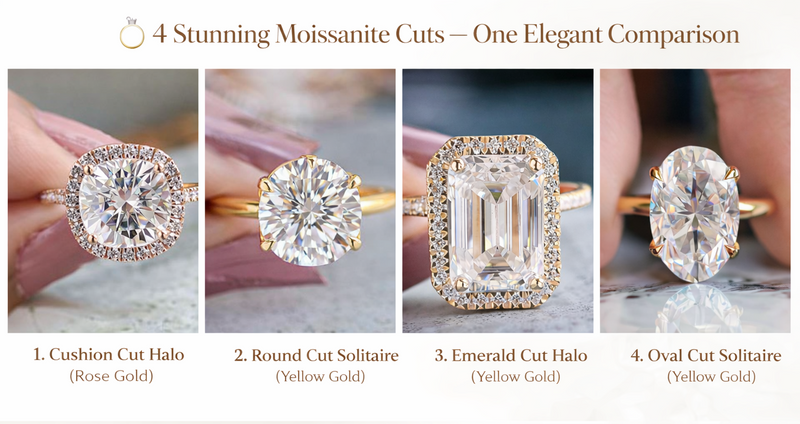 Oval, Round, Emerald or Cushion? Best Cuts for Moissanite Rings