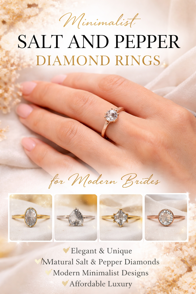 Minimalist Salt and Pepper Diamond Rings for Modern Brides