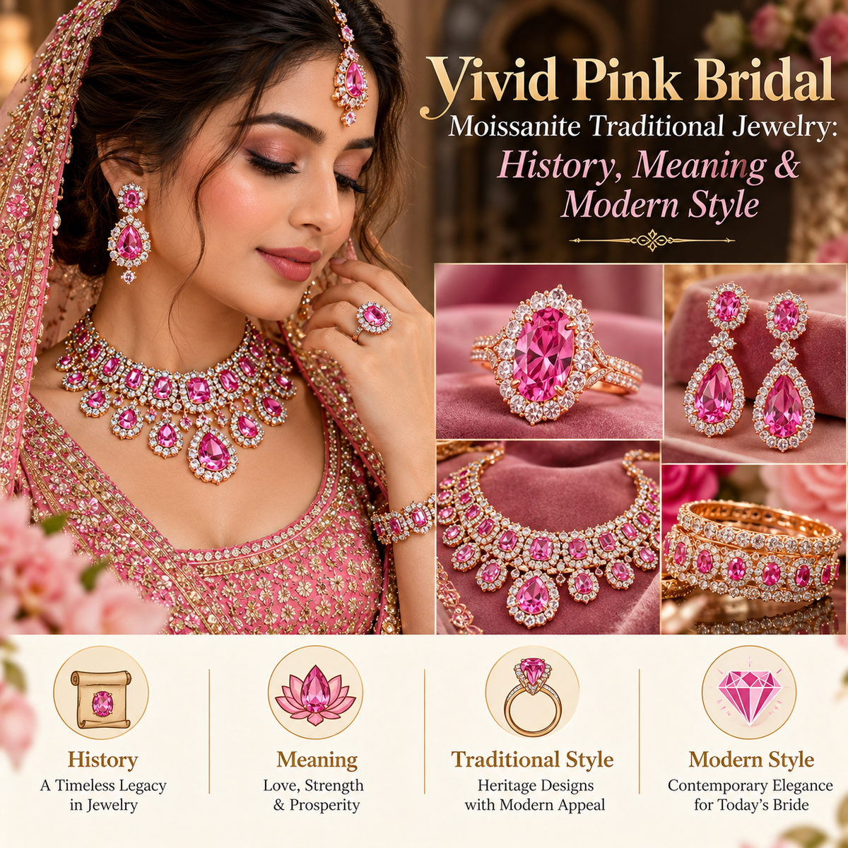 Vivid Pink Bridal Moissanite Traditional Jewelry: History, Meaning & Modern Style