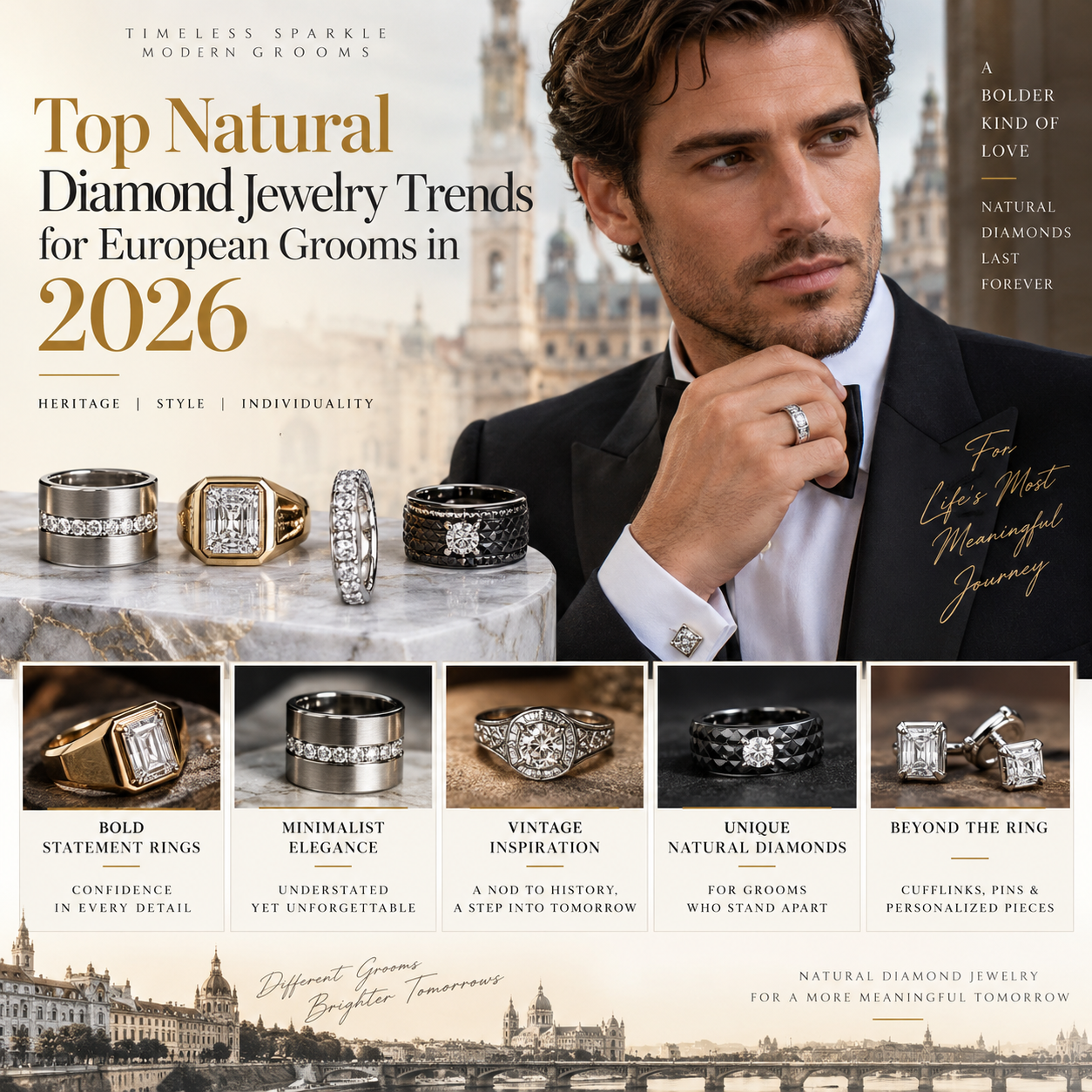 Top Natural Diamond Jewelry Trends for European Grooms in 2026