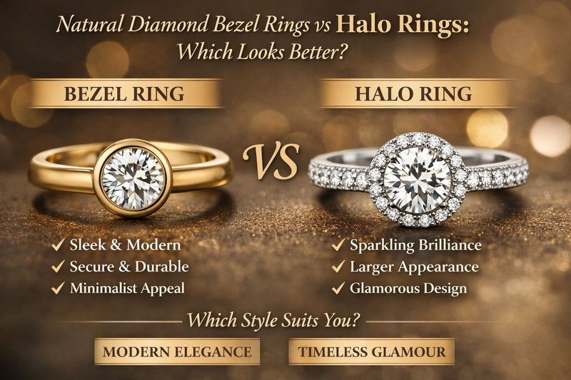 Natural Diamond Bezel Rings vs Halo Rings: Which Looks Better?