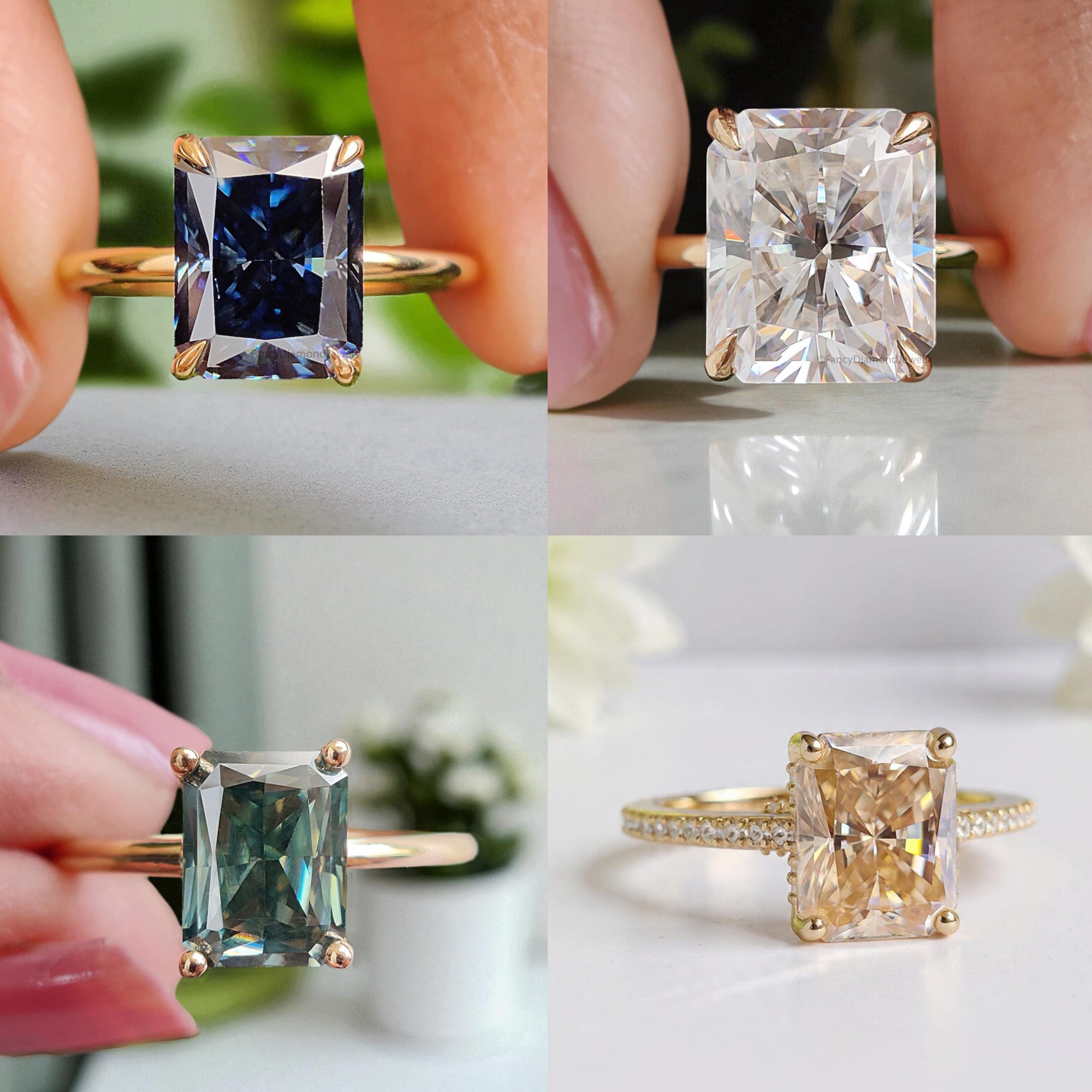 Best Settings for Radiant Cut Moissanite Engagement Rings