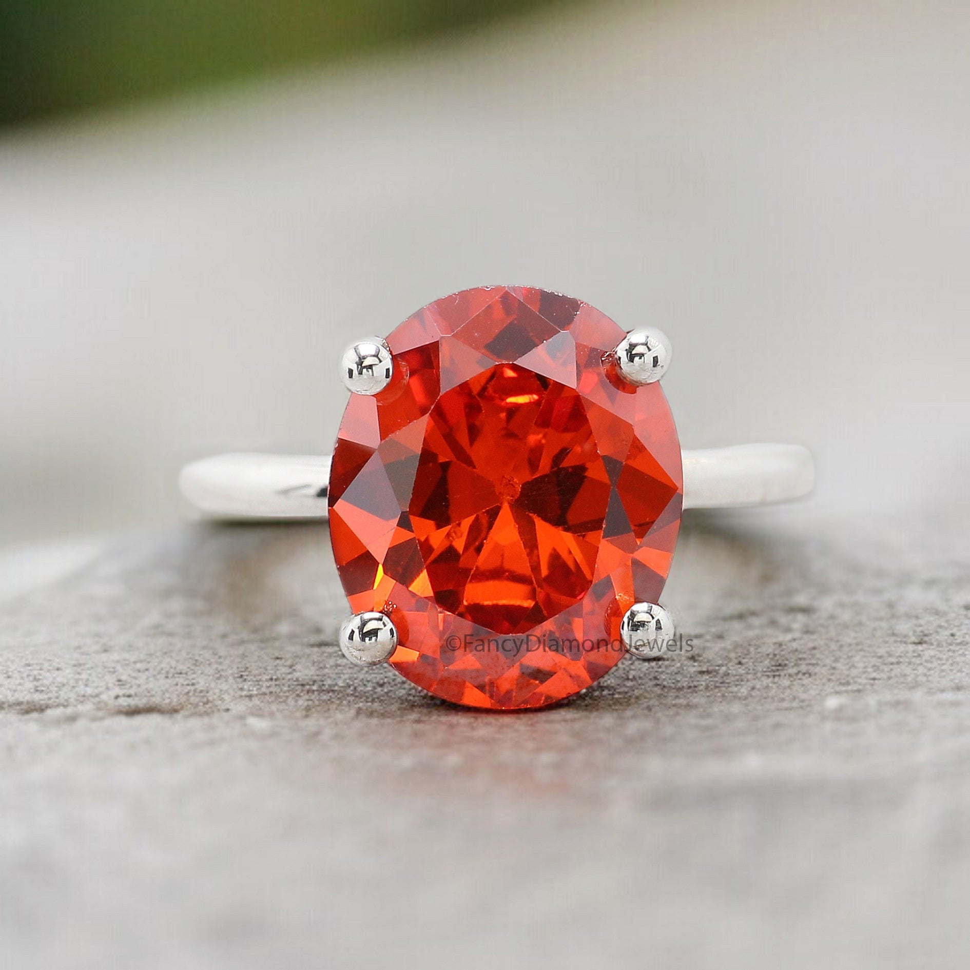 Oval Orange Citrine stone engagement ring 12mm 10mm 9mm 8mm 7mm  ring silver simulant Ring Solitaire ring Diamond ring Gift for her FD337