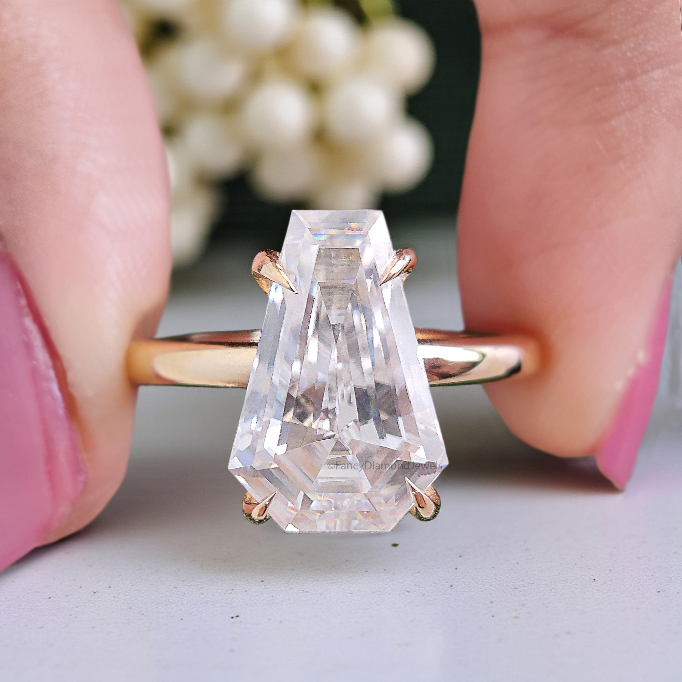 3.75 CT Coffin Brilliant Cut Moissanite Engagement Ring Prong Set Ring Solitaire Ring Wedding Ring Promise Ring For Women Gift For Her FD442
