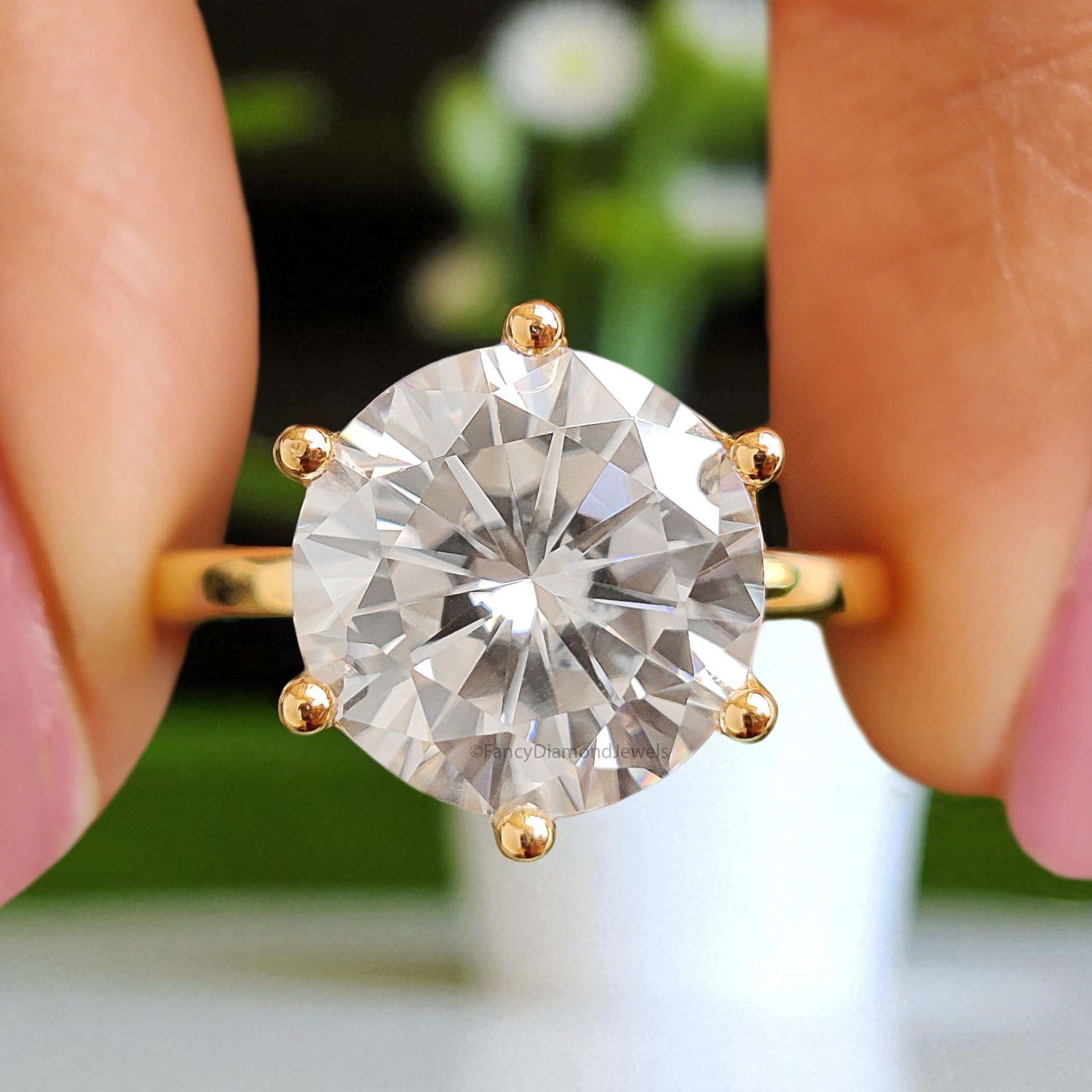 3.55 CT Round Brilliant Cut Colorless Moissanite Solitaire Ring Engagement Ring Wedding Ring Comfort Fit Yellow/White/Rose Gold Ring FD29