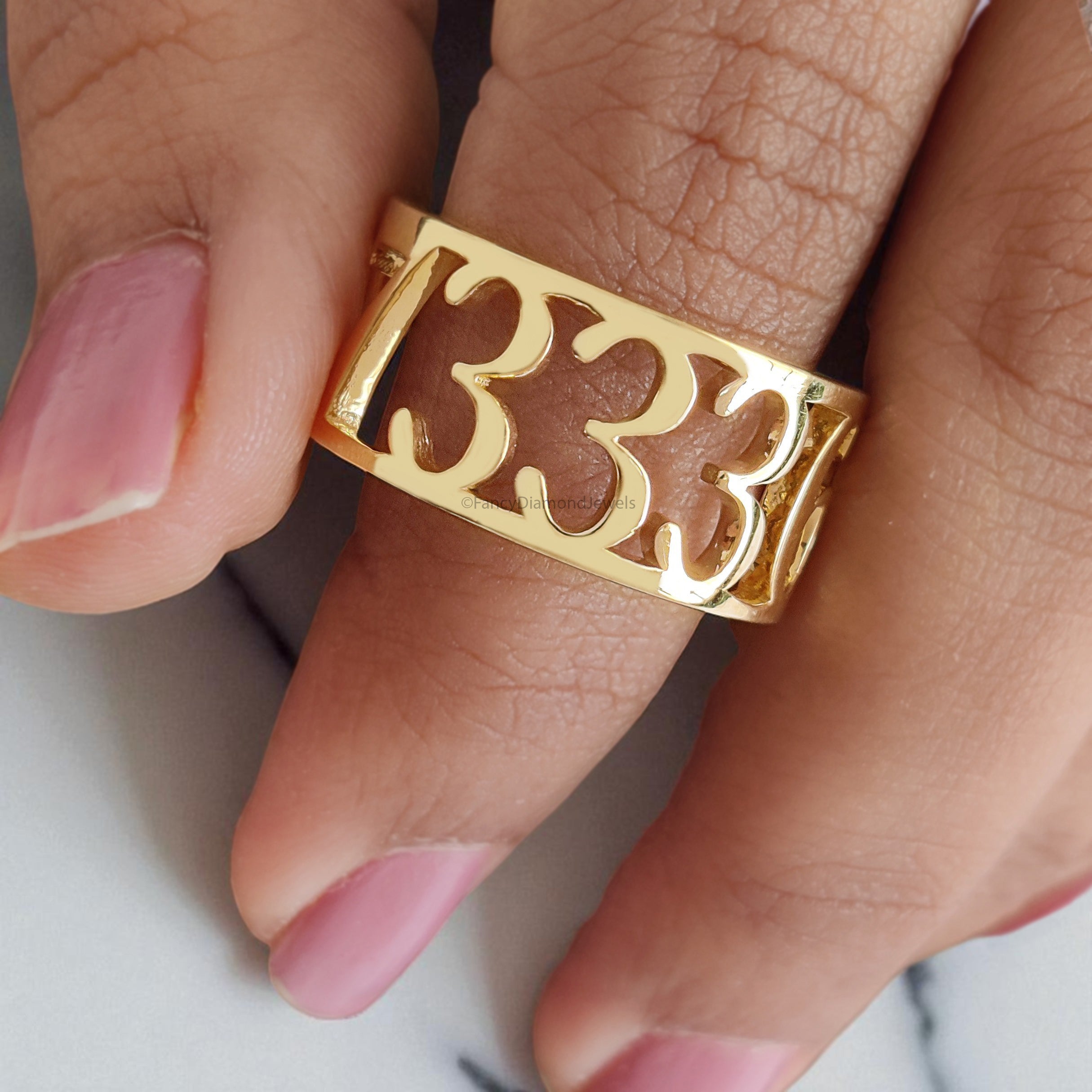 Anniversary Date Ring 333 777 666 Gold Ring Lucky Number Jewelry Ring Birthday Gift for Her Signet Number Ring Personalized Ring FD412