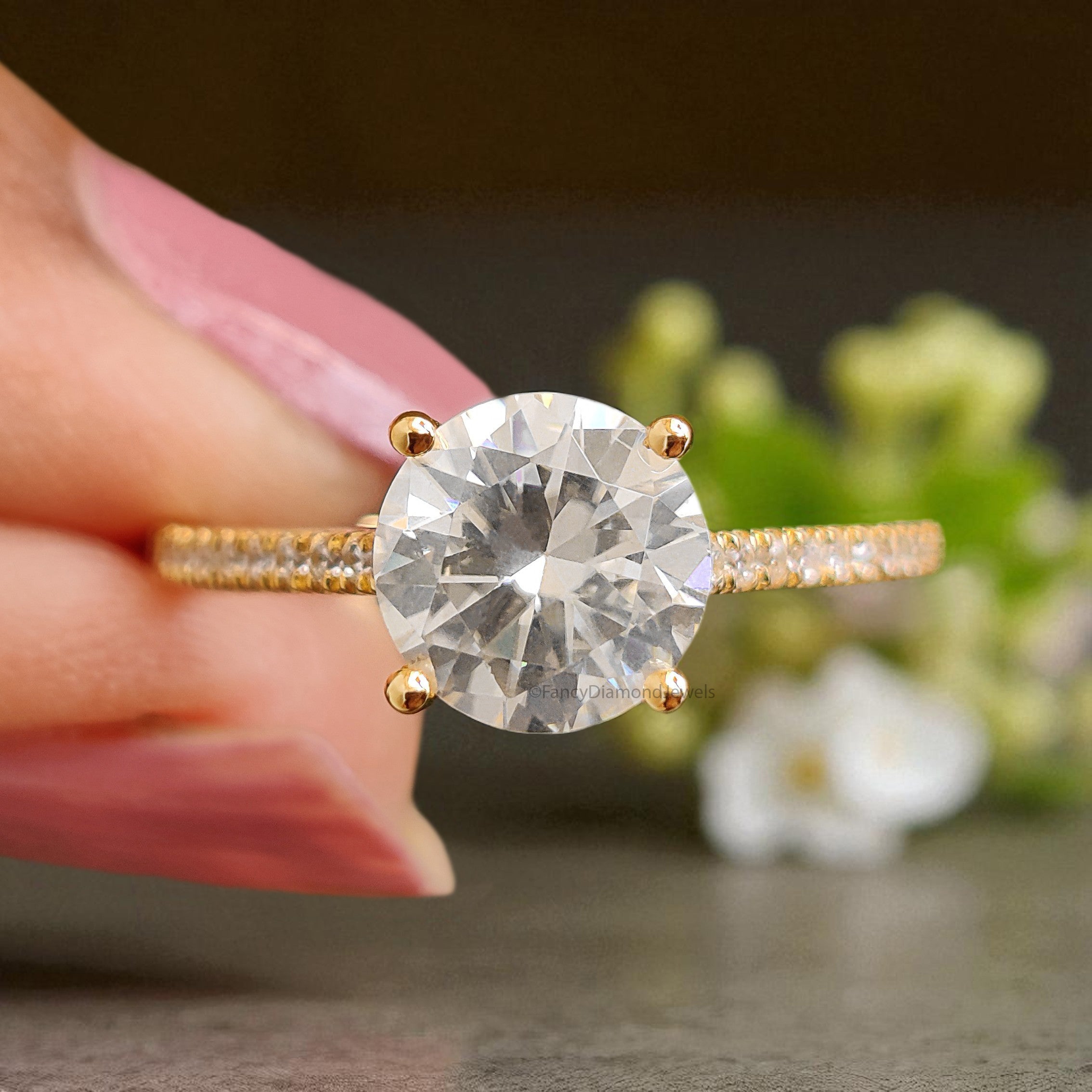 Vintage Hidden Halo Moissanite Ladies Ring Anniversary Gift 1 CT Round 7 mm Moissanite Wedding Ring Moissanite Diamond Engagement Ring FD117