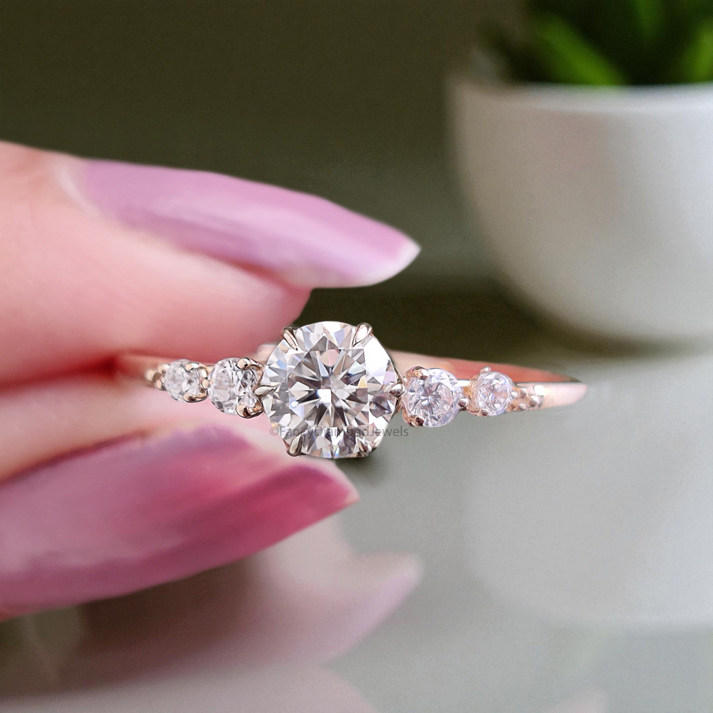 0.35 CT Round Lab Grown Diamond Promise Ring Round Diamond Set in Claw Prongs Ring Multi Diamond Engagement Ring for Women FD456