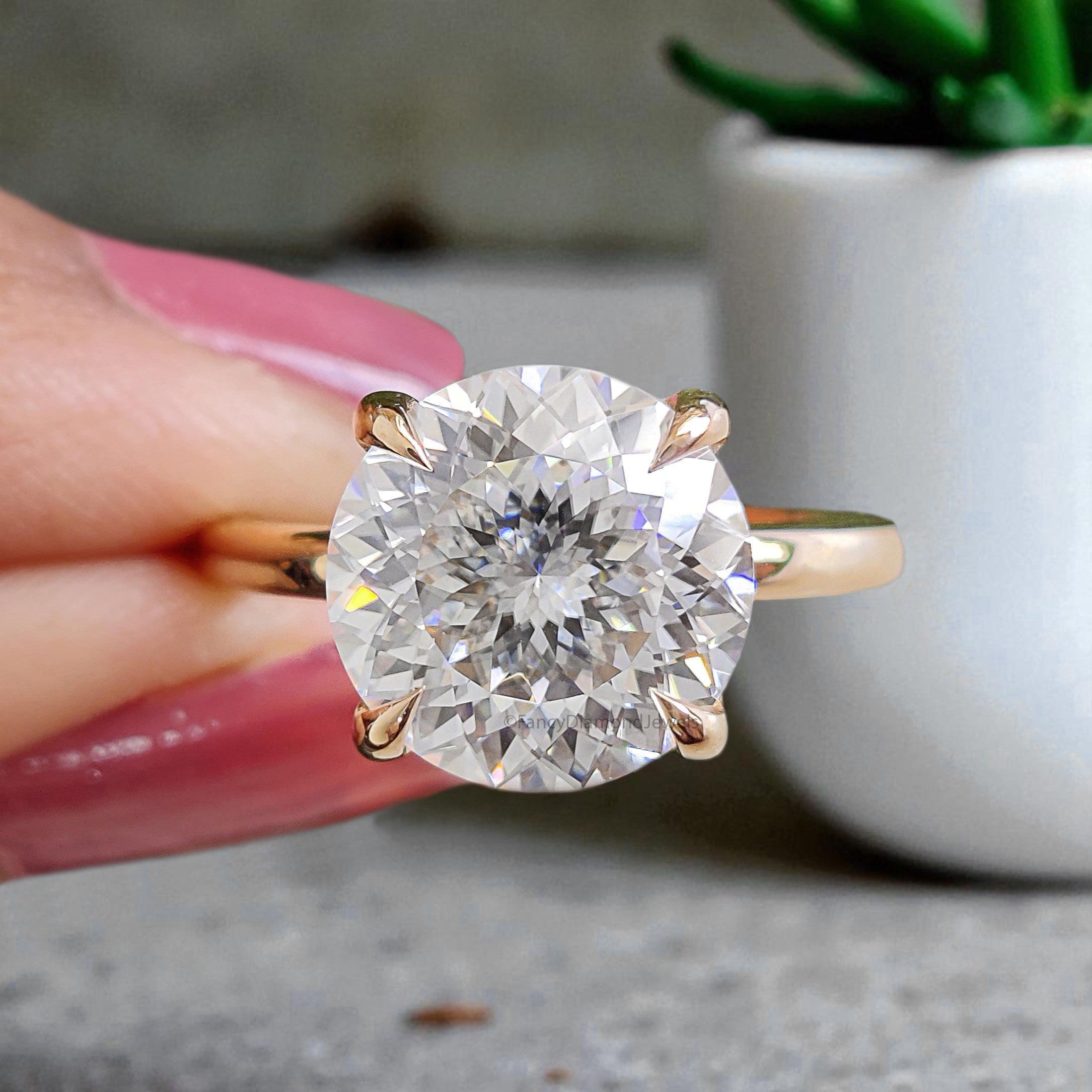 3.60 CT Portuguese Cut Colorless Moissanite Engagement Ring Yellow Gold Ring Wedding Ring Solitaire Ring Prong Set Ring Gift For Her FD443