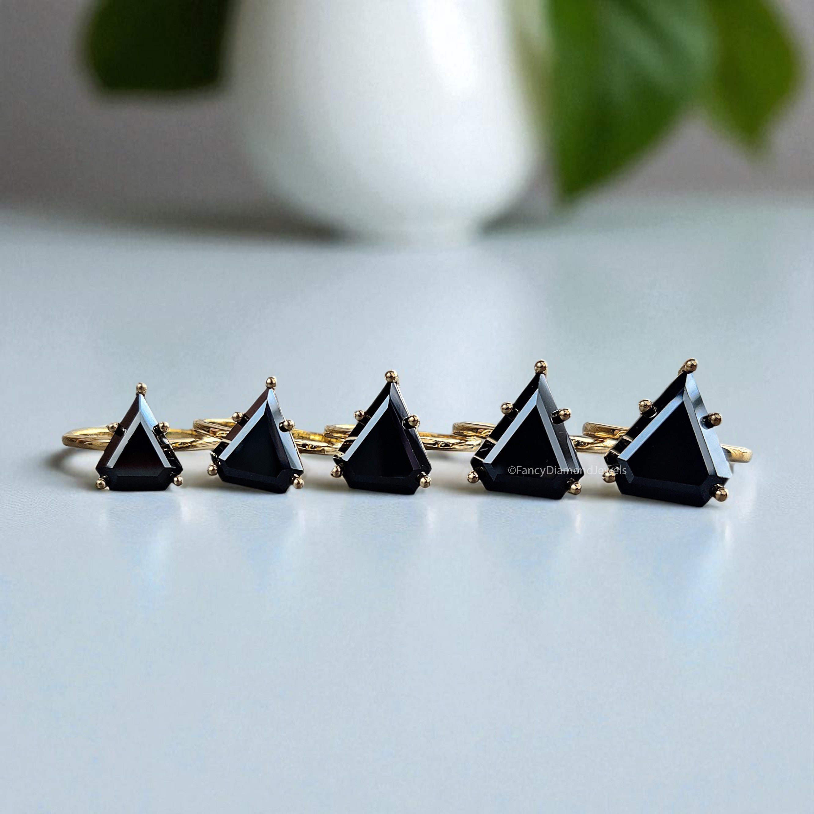 Shield Black Onyx engagement ring 14mm 13mm 12mm 11mm 10mm stone ring Simulant Solitaire ring Diamond ring Silver ring Gift for her FD418