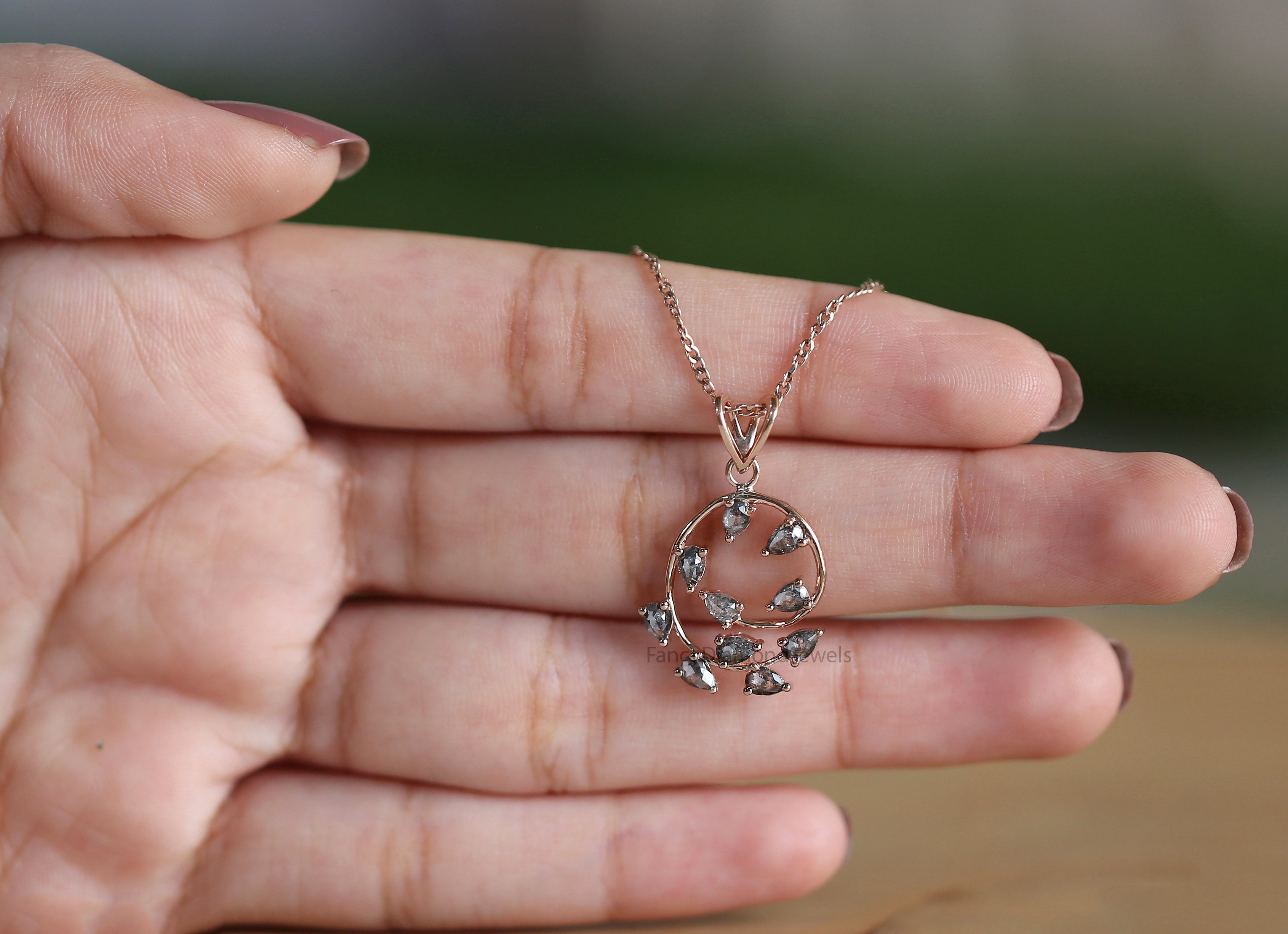 Pear Salt And Pepper Diamond Pendant, Unique Diamond Pendant, Salt And Pepper Pear Pendant, Pear Pendant, Pear Diamond Pendant, KDL1282
