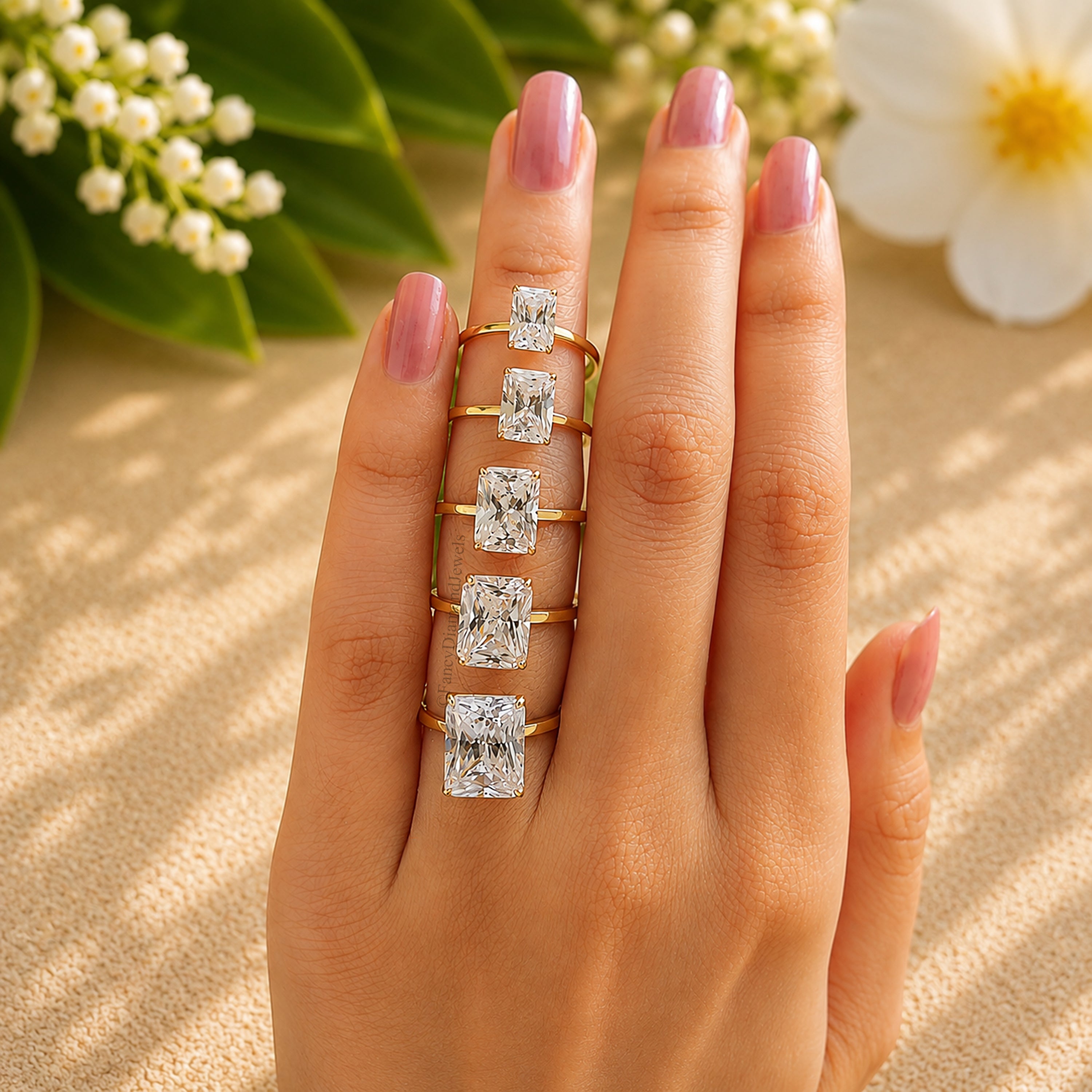 Radiant Cut Engagement Ring Lab Created Simulant 925 Silver Diamond Travel Promise Moissanite Style Wedding Anniversary Gift For Her FD163