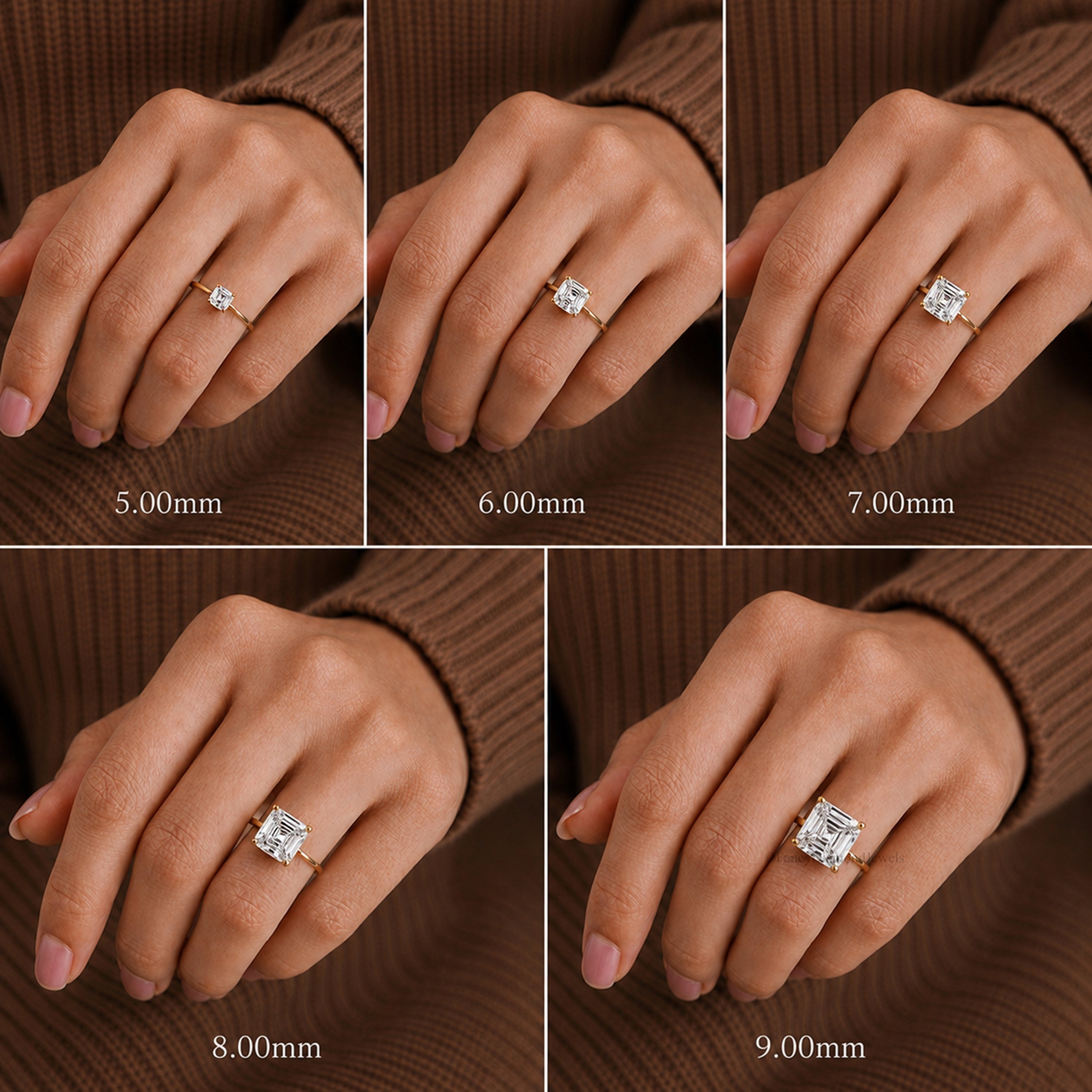 Asscher Engagement Ring Lab Created Simulant Solitaire Silver Travel Promise Moissanite Style Wedding Bridal Anniversary Gift For Her FD279