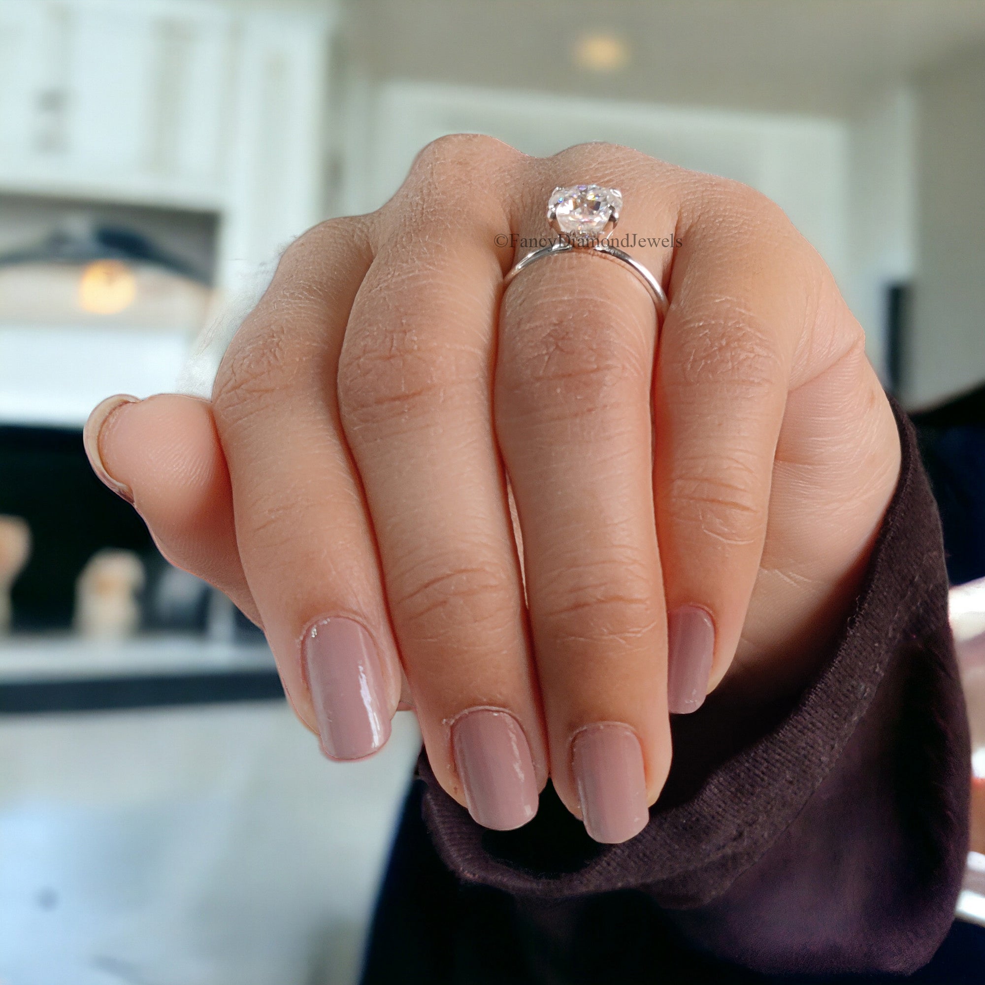 Hidden Halo Engagement Ring 2.07 TW Cushion Near Colorless Moissanite Ring Wedding Ring 14K White Gold Bespoken Jewelry Bridal Set FD11