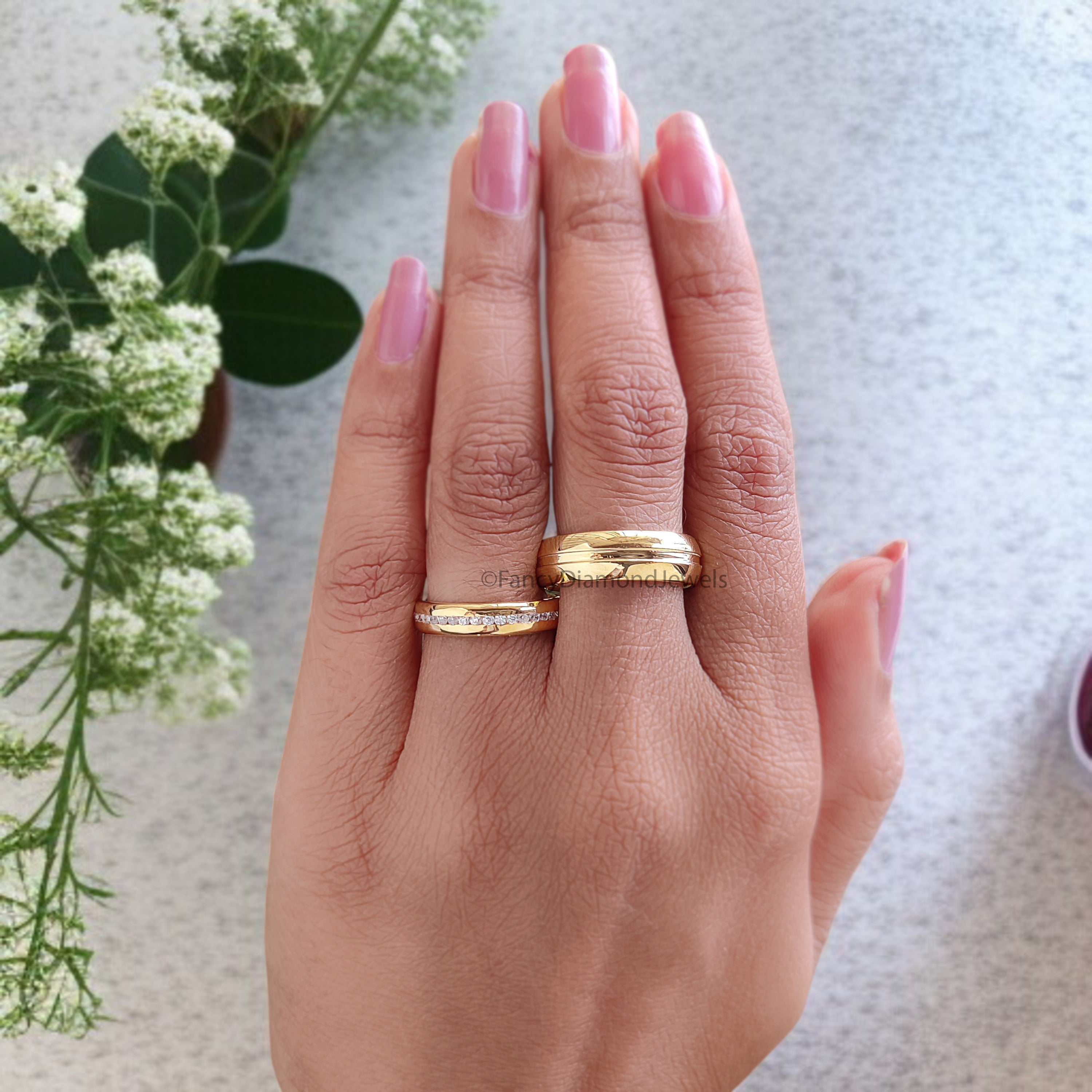 Elegant Silver Wedding Ring Set with Sparkling Diamonds for Couples Wedding Band Set with Channel Setting Perfect Symbol of Forever FD522