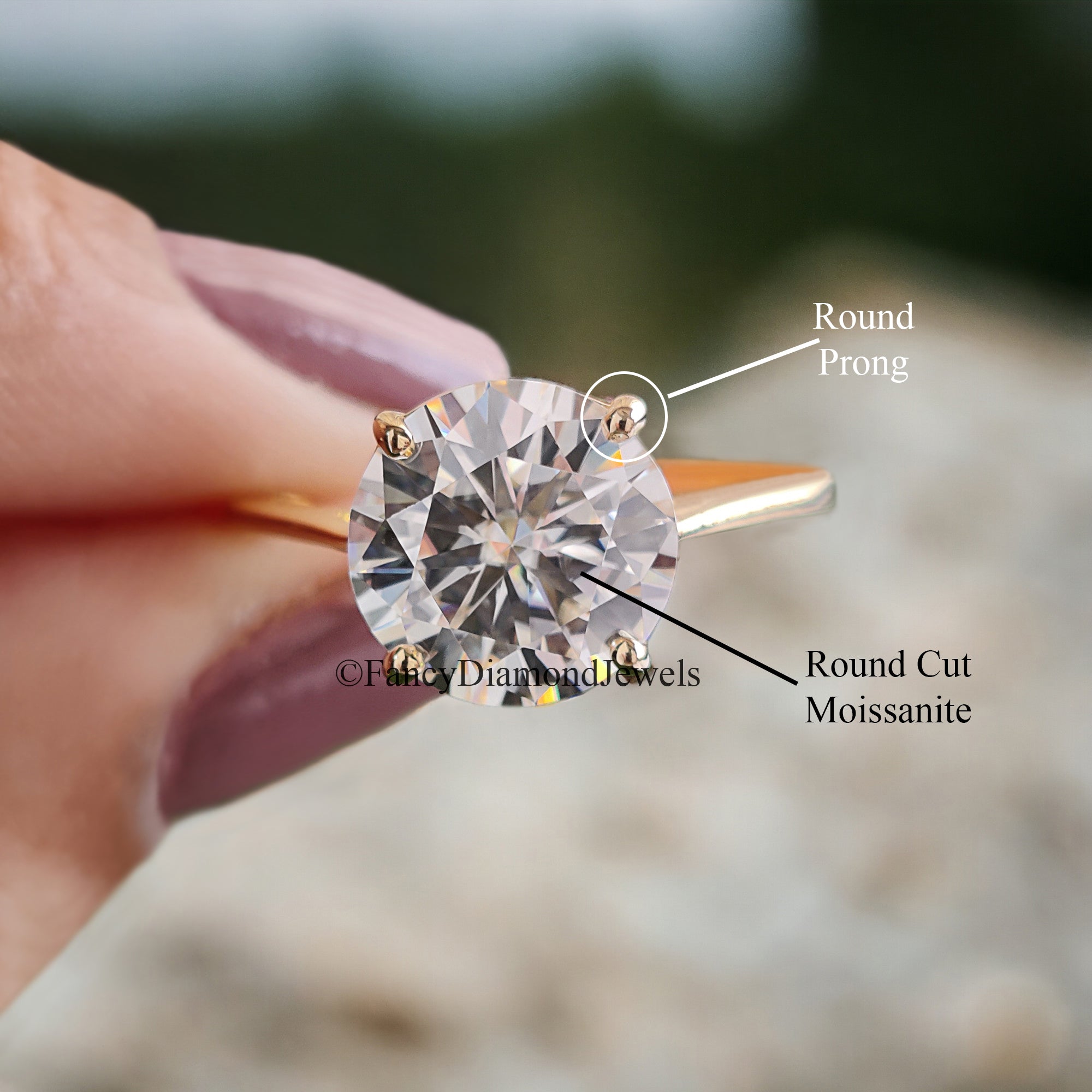 Round Moissanite Ring 925 Sterling Silver Moissanite Ring Wedding Engagement Ring Solitaire Moissanite Ring Moissanite Solid Gold Ring FD76