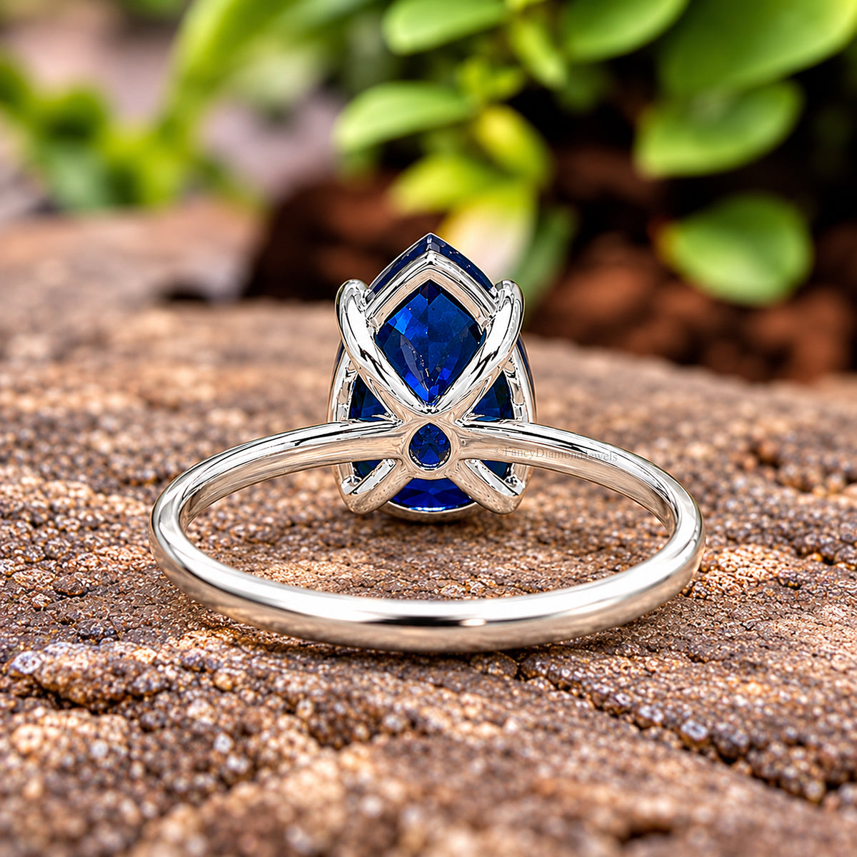 Pear Blue Sapphire engagement ring 12mm 10mm 9mm 8mm 7mm stone ring Simulant Solitaire ring Diamond ring Silver ring Gift for her FD547