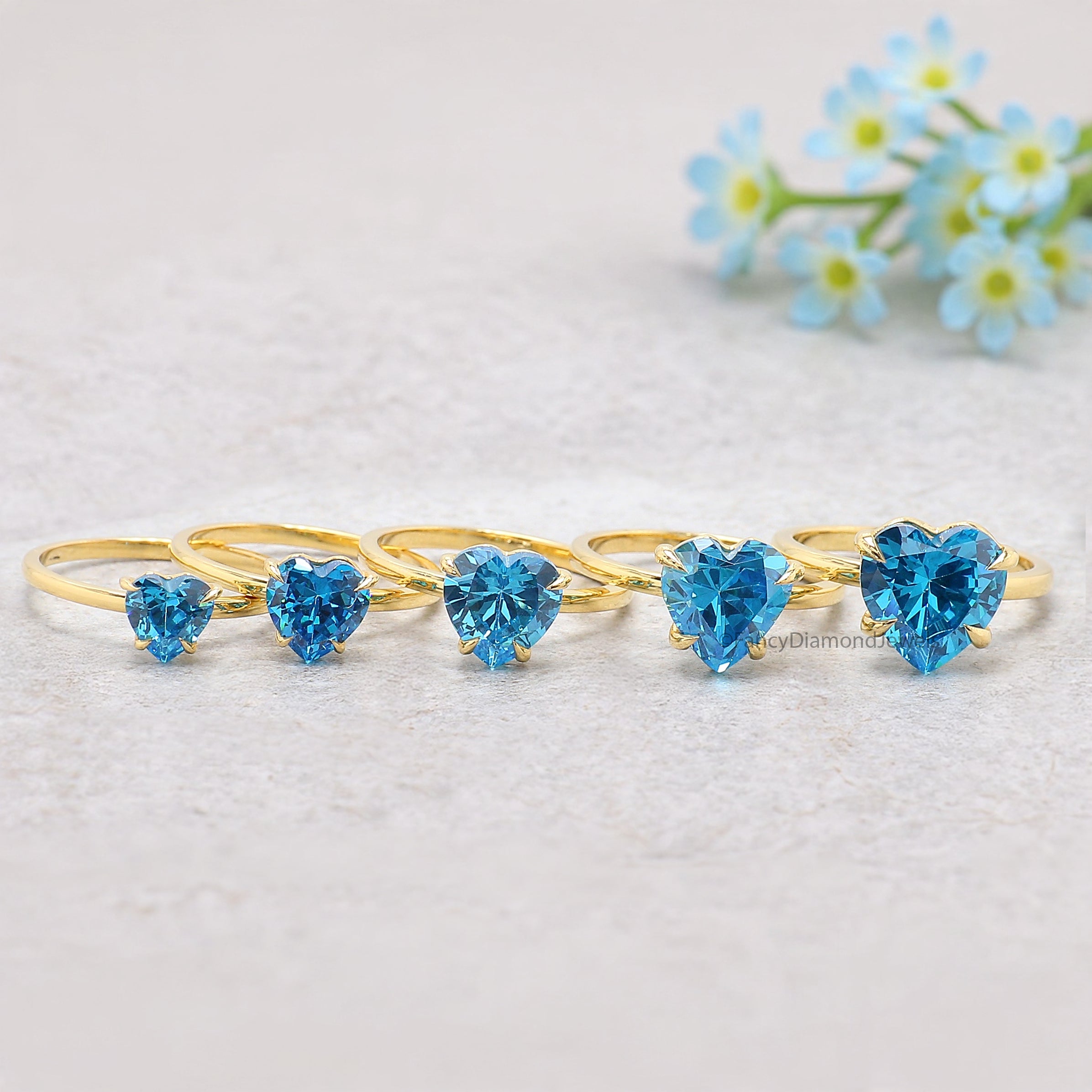 Heart Blue Aquamarine engagement ring 10mm 9mm 8mm 7mm 6mm stone ring Simulant Solitaire ring Diamond ring Silver ring Gift for her FD544