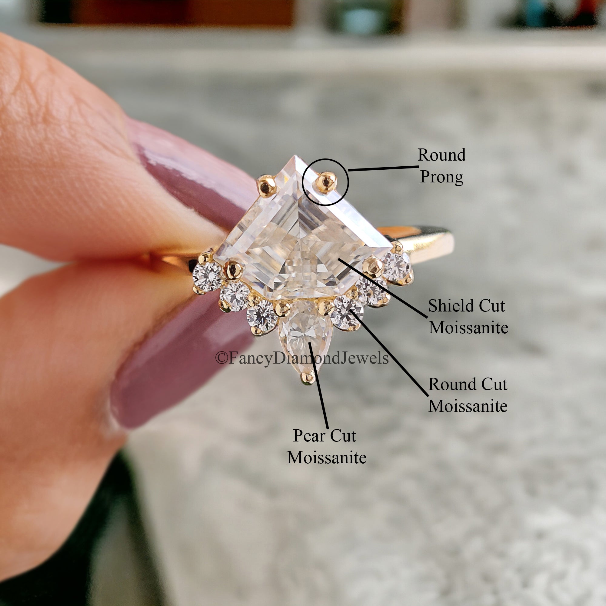 2.20 CT Shield Shape Moissanite Engagement Ring Colorless Moissanite Ring Prong Set Wedding Ring Unique Moissanite Ring Gift for Her FD78