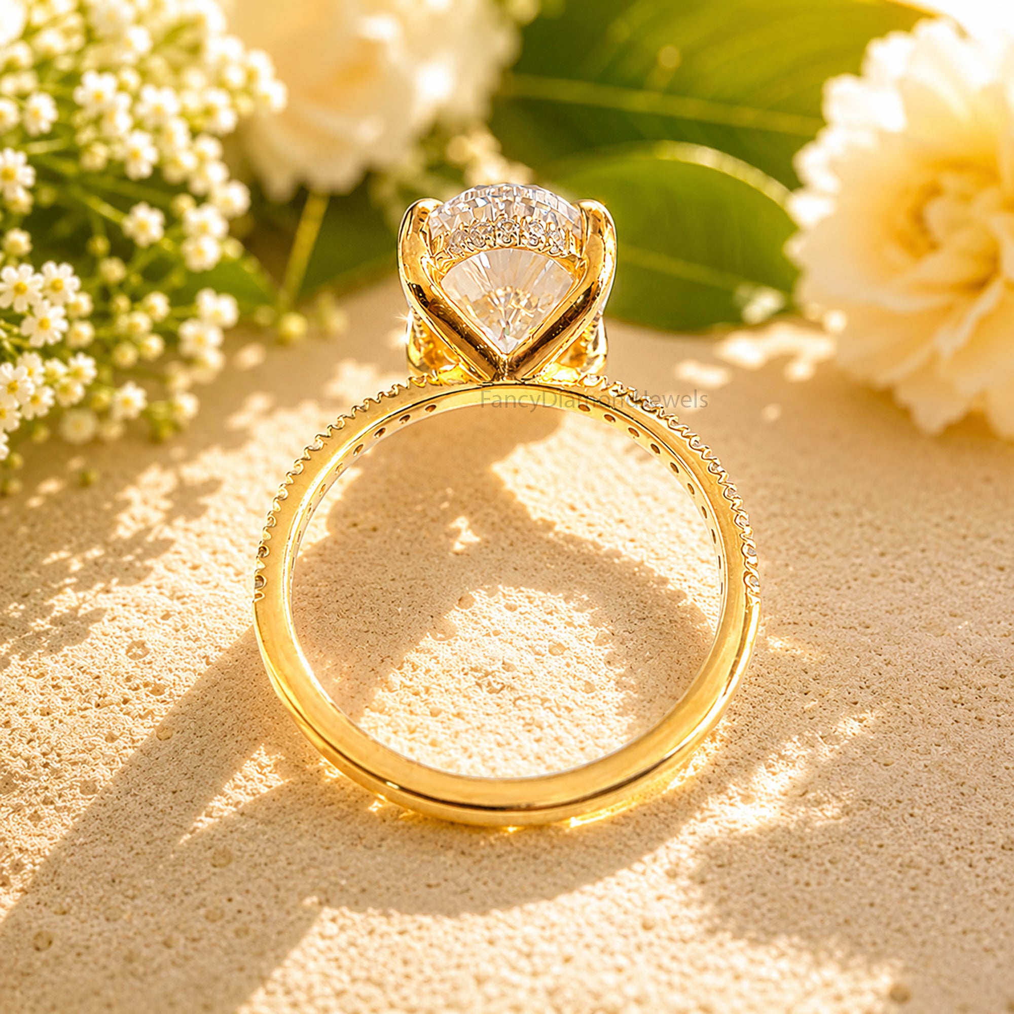 Oval Engagement Ring With Round Side Stone, Hidden Halo CZ Wedding Ring, Travel Ring, Classic Promise Ring, Dainty Anniversary Gift FD577