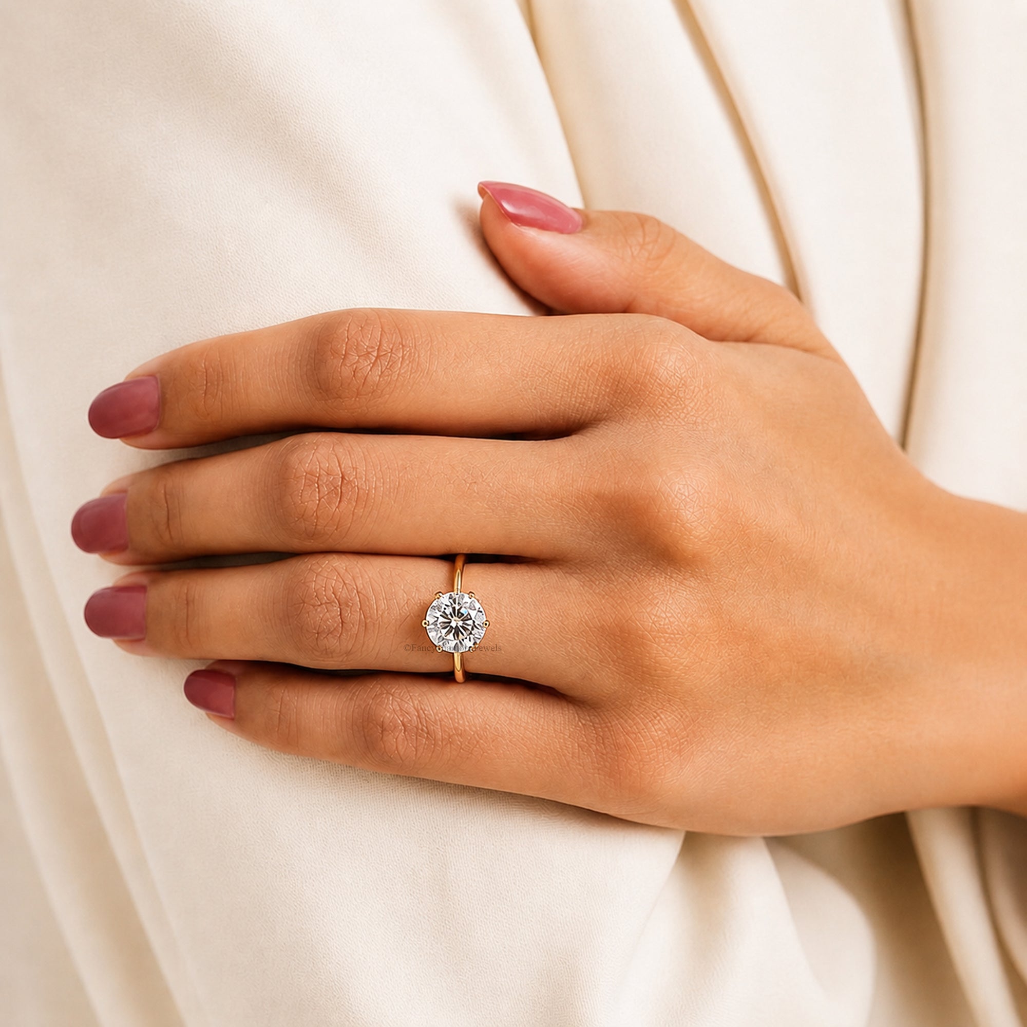 Round Cut Engagement Ring, Moissanite Diamond Wedding Ring for Women, Round Shape Moissanite Solitaire Propose Ring, Anniversary Gift FD599